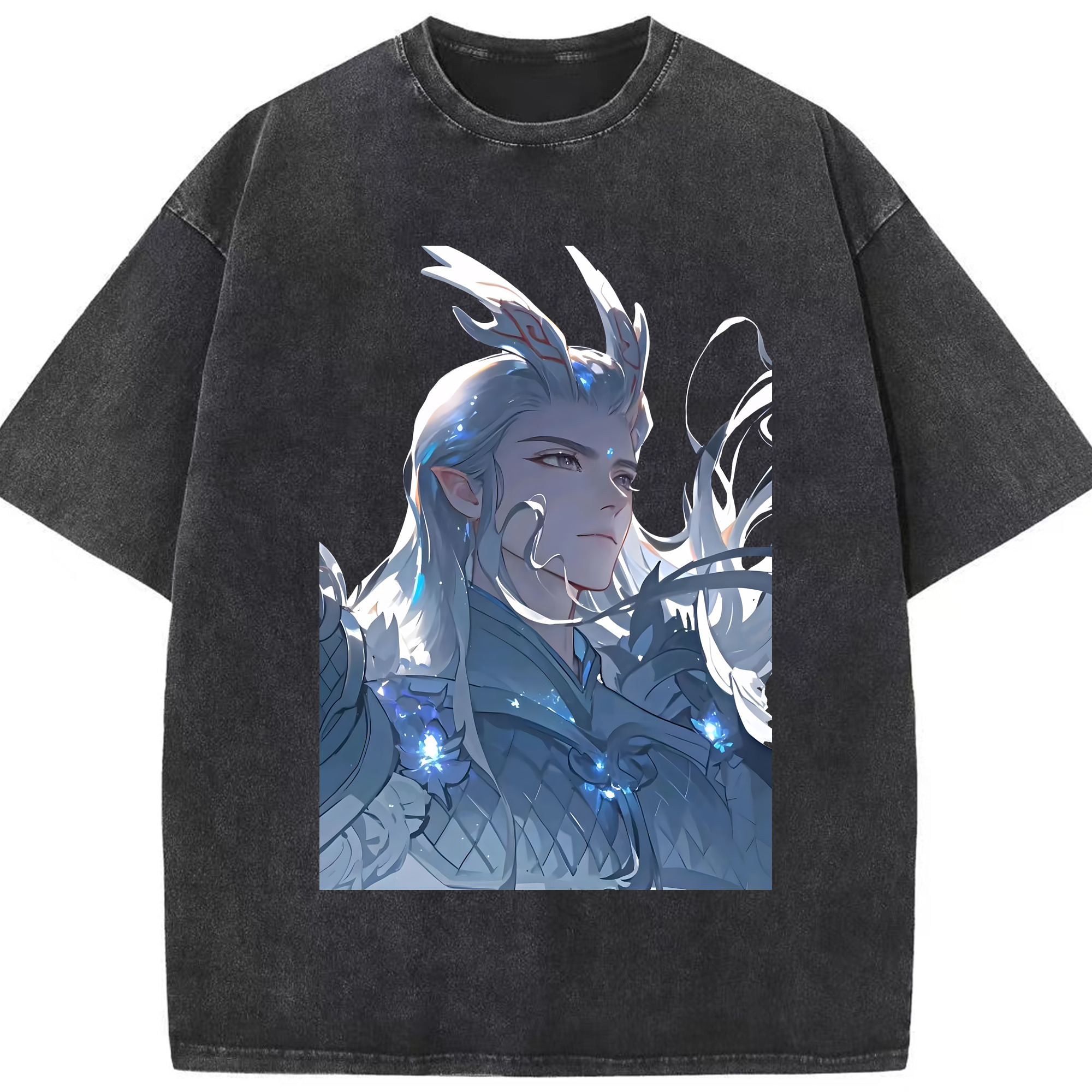 （画像用） Ne Zha 2 ナタ 魔童の大暴れ 綿100% ヴィンテージ風 半袖Tシャツ（フロントプリント）