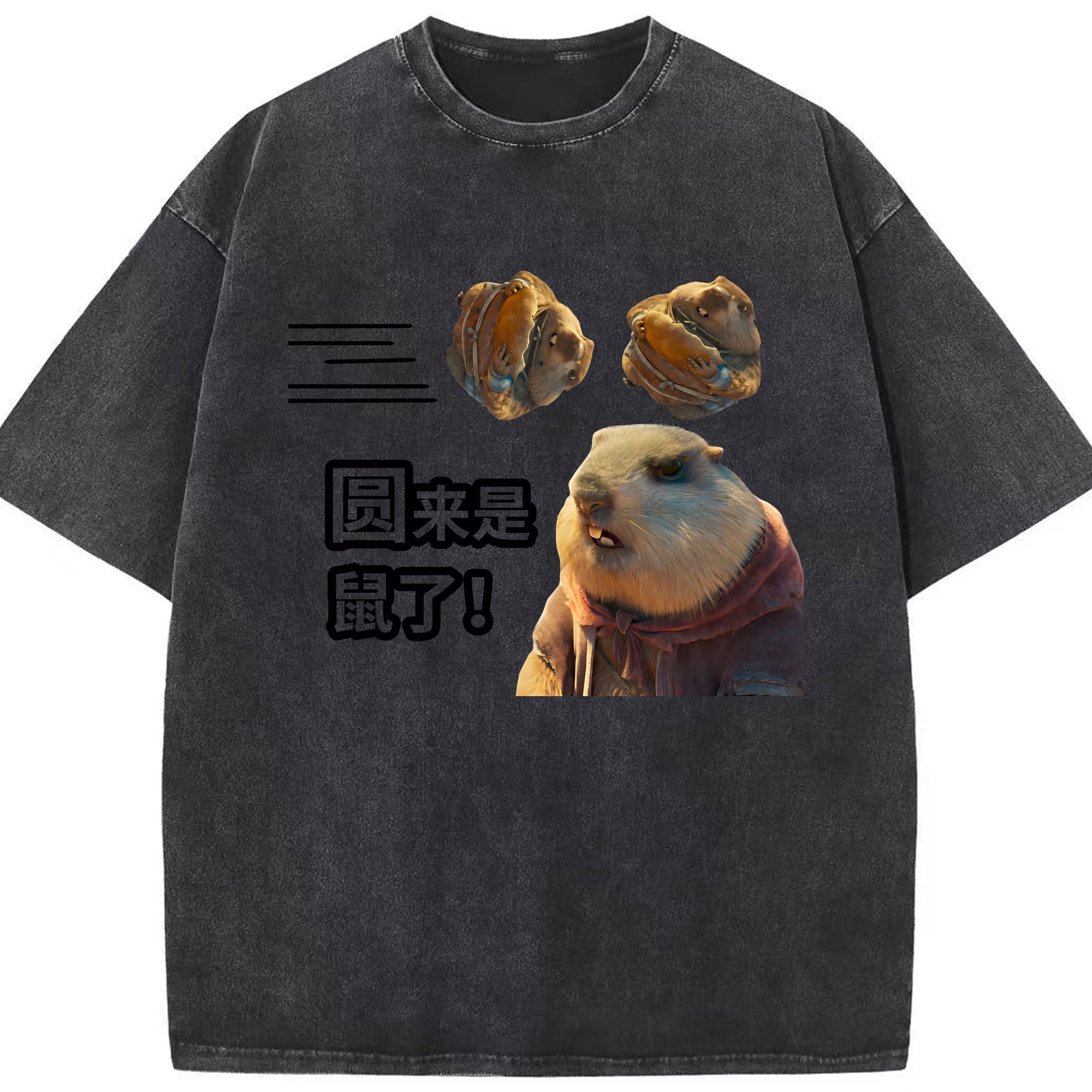 （画像用） Ne Zha 2 ナタ 魔童の大暴れ 綿100% ヴィンテージ風 半袖Tシャツ（フロントプリント）