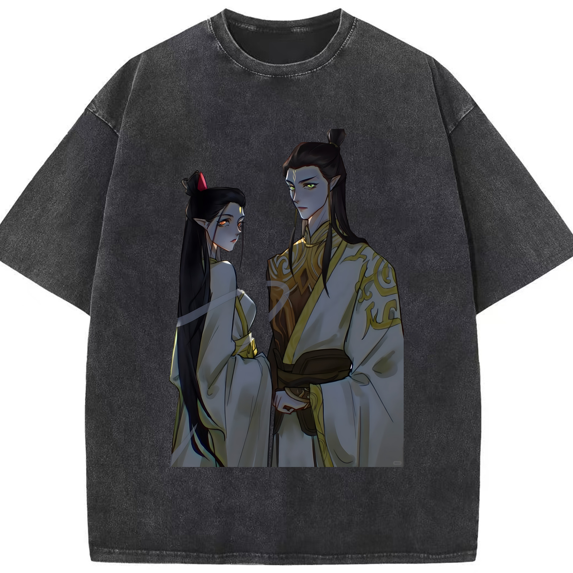 （画像用） Ne Zha 2 ナタ 魔童の大暴れ 綿100% ヴィンテージ風 半袖Tシャツ（フロントプリント）