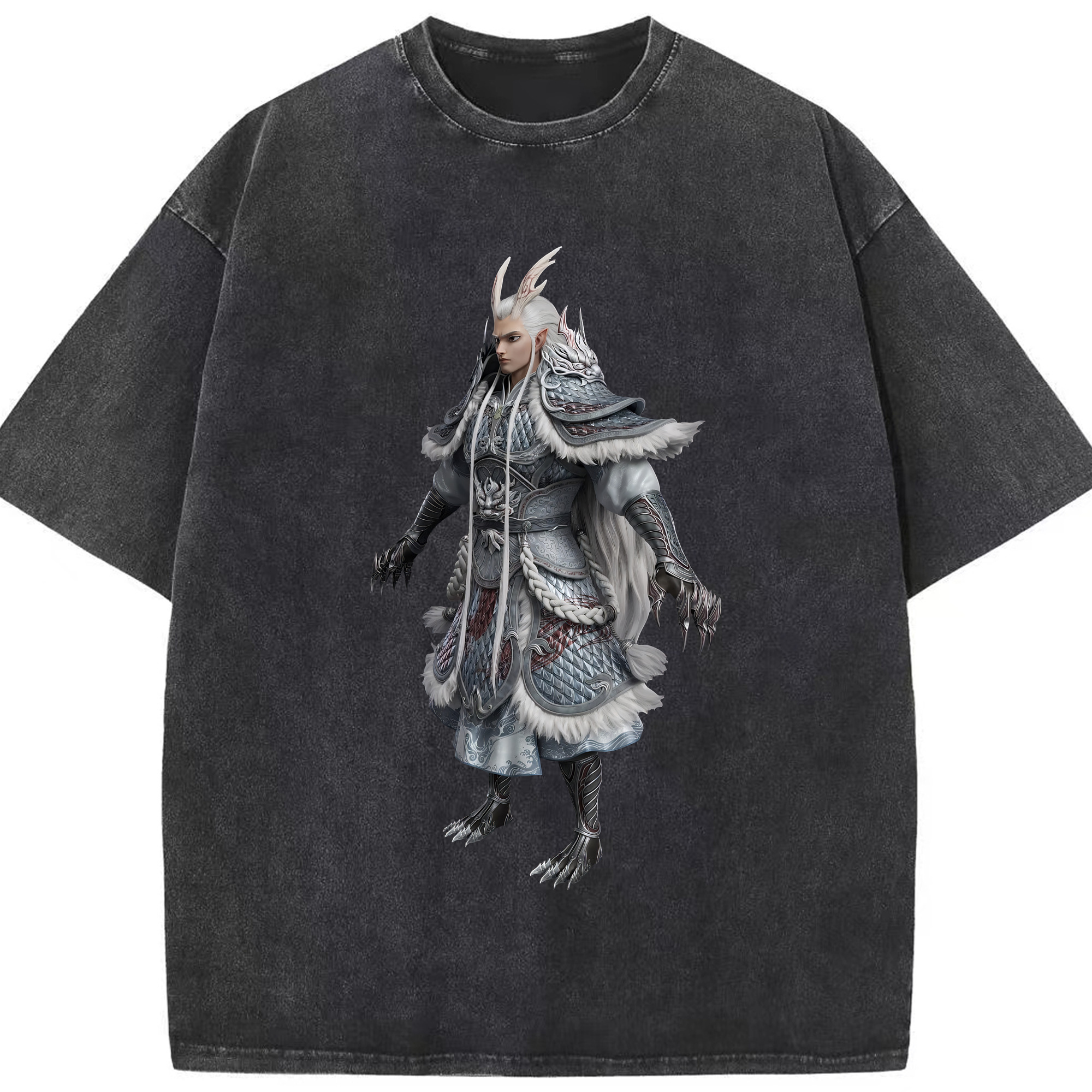 （画像用） Ne Zha 2 ナタ 魔童の大暴れ 綿100% ヴィンテージ風 半袖Tシャツ（フロントプリント）