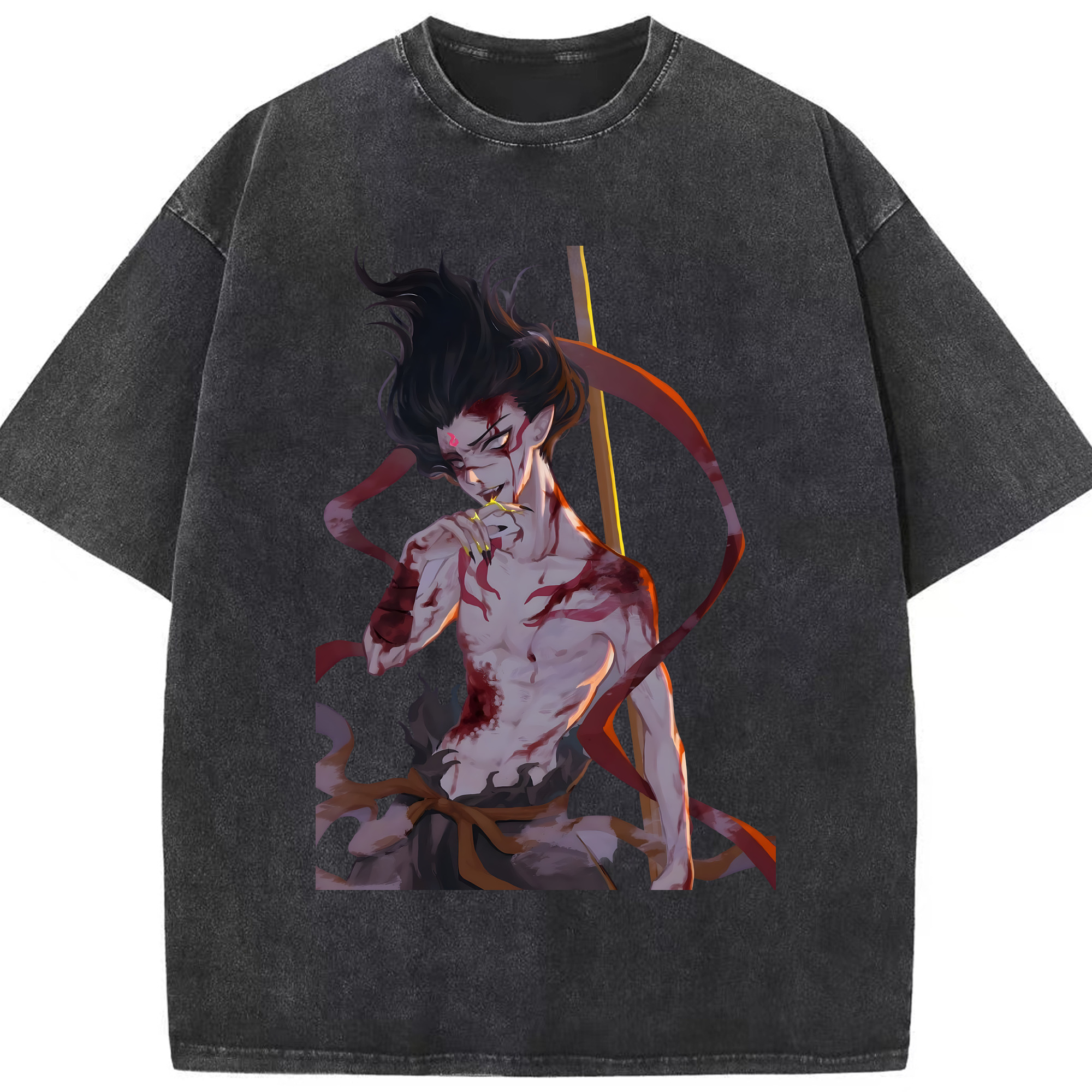 （画像用） Ne Zha 2 ナタ 魔童の大暴れ 綿100% ヴィンテージ風 半袖Tシャツ（フロントプリント）