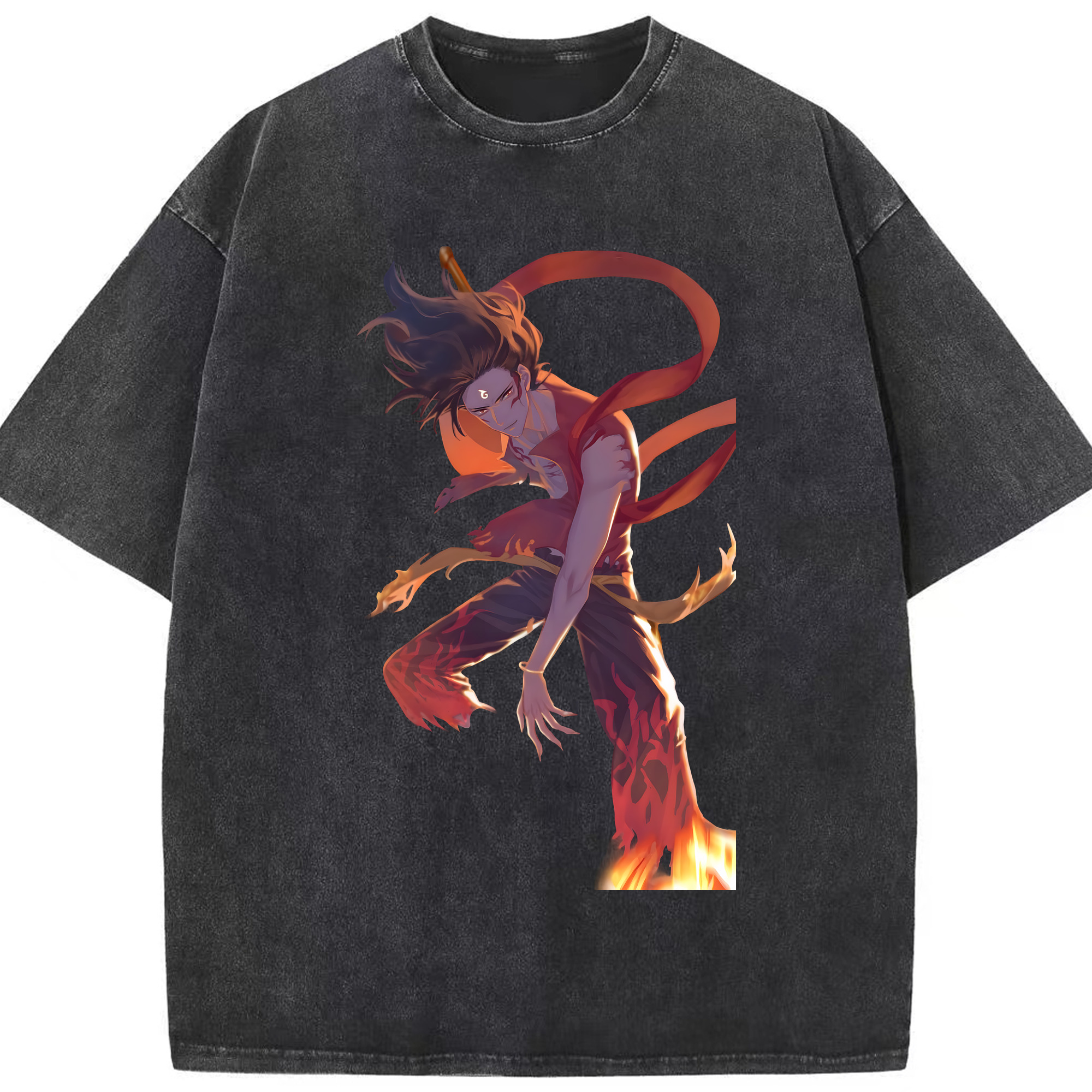 （画像用） Ne Zha 2 ナタ 魔童の大暴れ 綿100% ヴィンテージ風 半袖Tシャツ（フロントプリント）