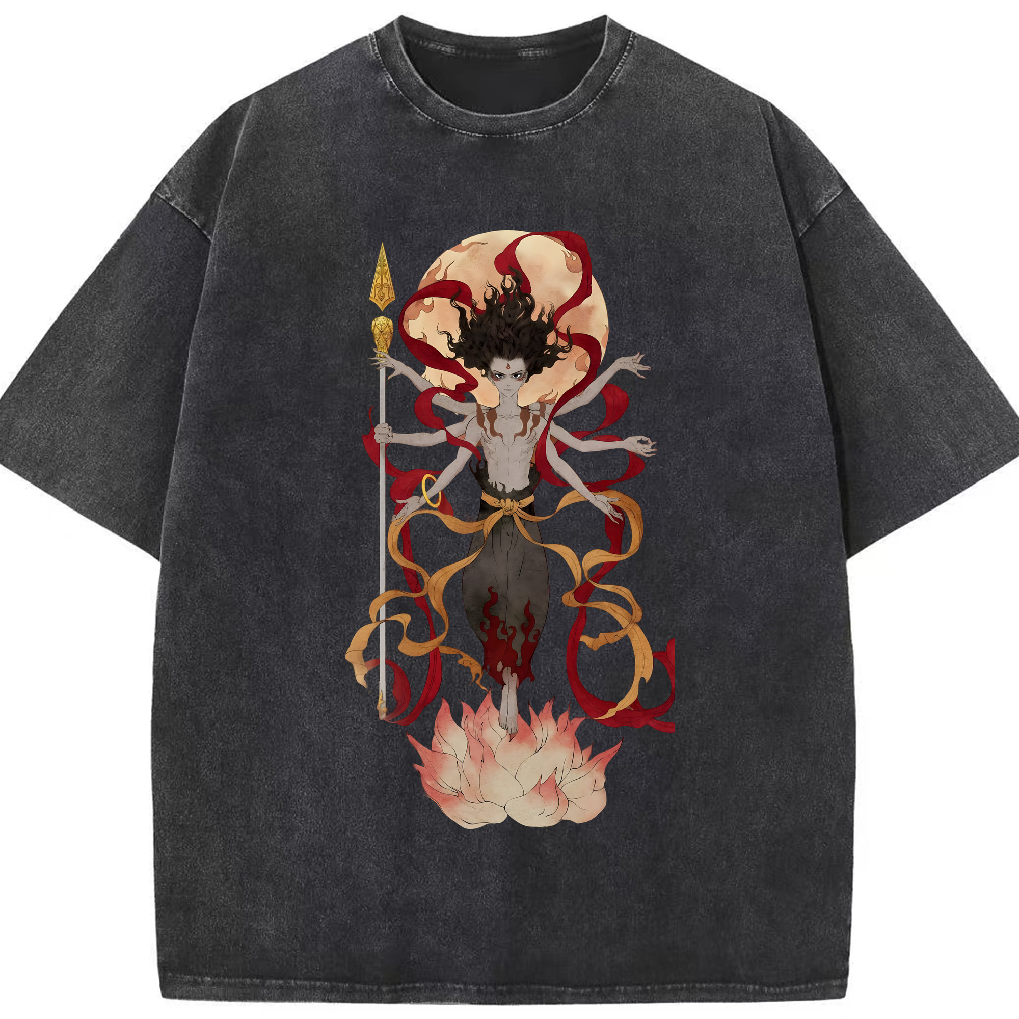 （画像用） Ne Zha 2 ナタ 魔童の大暴れ 綿100% ヴィンテージ風 半袖Tシャツ（フロントプリント）