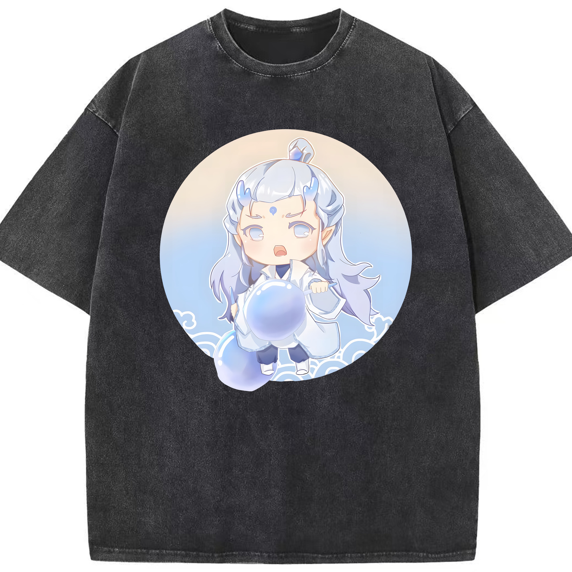（画像用） Ne Zha 2 ナタ 魔童の大暴れ 綿100% ヴィンテージ風 半袖Tシャツ（フロントプリント）