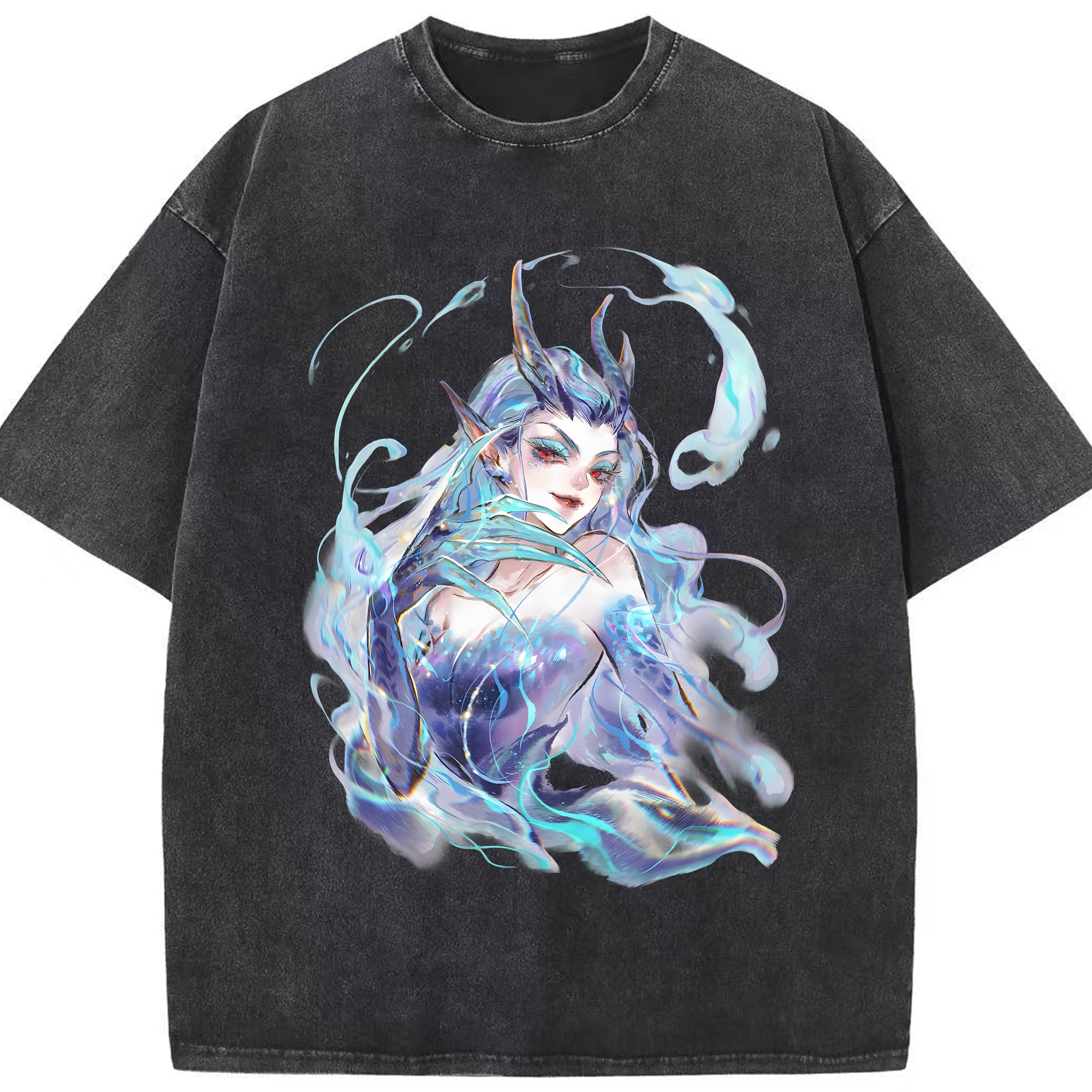 （画像用） Ne Zha 2 ナタ 魔童の大暴れ 綿100% ヴィンテージ風 半袖Tシャツ（フロントプリント）