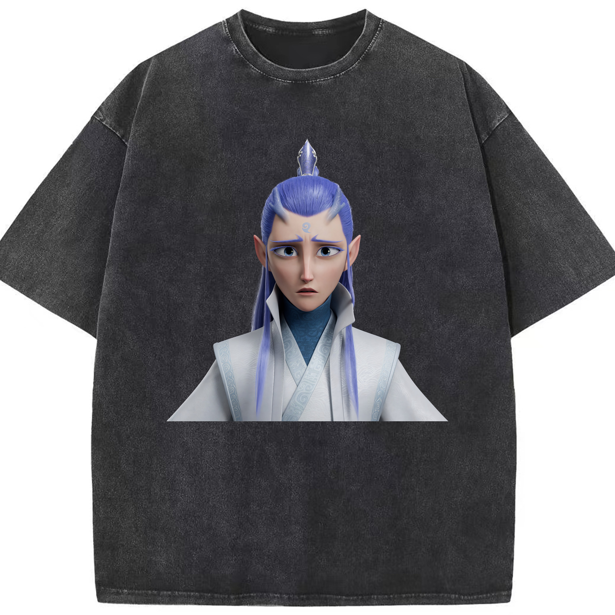 （画像用） Ne Zha 2 ナタ 魔童の大暴れ 綿100% ヴィンテージ風 半袖Tシャツ（フロントプリント）