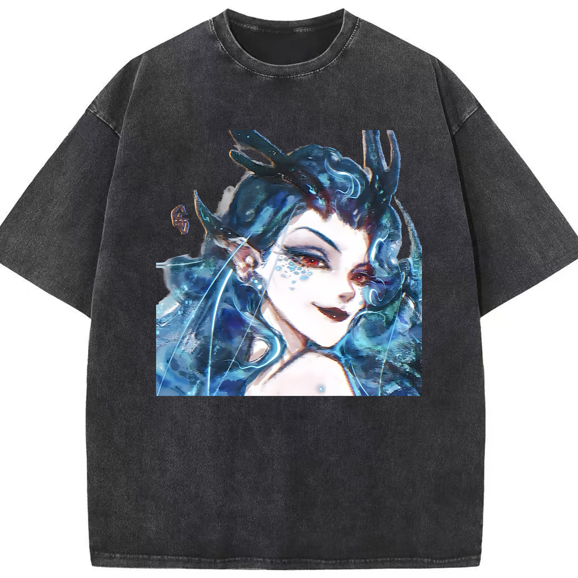 （画像用） Ne Zha 2 ナタ 魔童の大暴れ 綿100% ヴィンテージ風 半袖Tシャツ（フロントプリント）