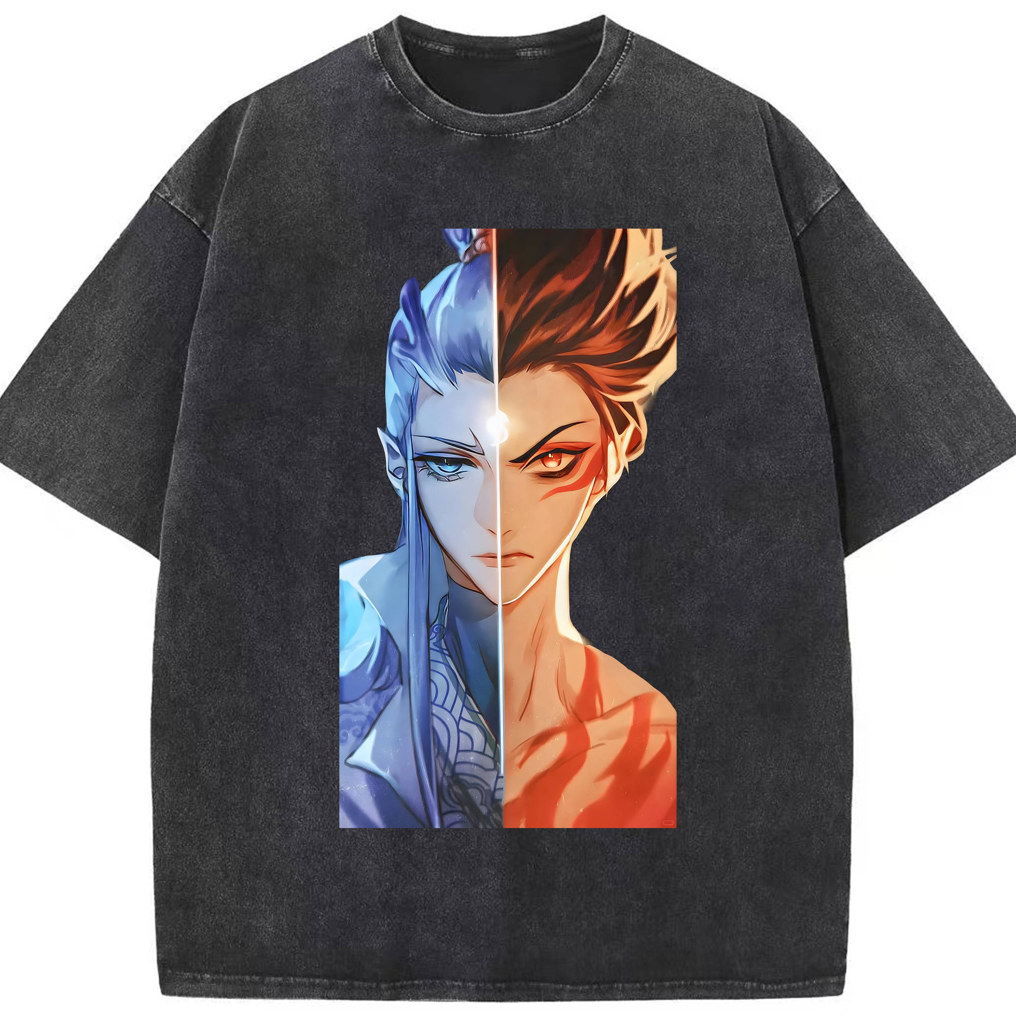 （画像用） Ne Zha 2 ナタ 魔童の大暴れ 綿100% ヴィンテージ風 半袖Tシャツ（フロントプリント）