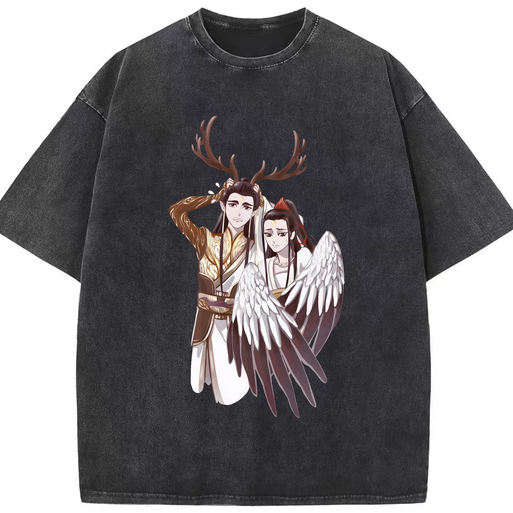 （画像用） Ne Zha 2 ナタ 魔童の大暴れ 綿100% ヴィンテージ風 半袖Tシャツ（フロントプリント）