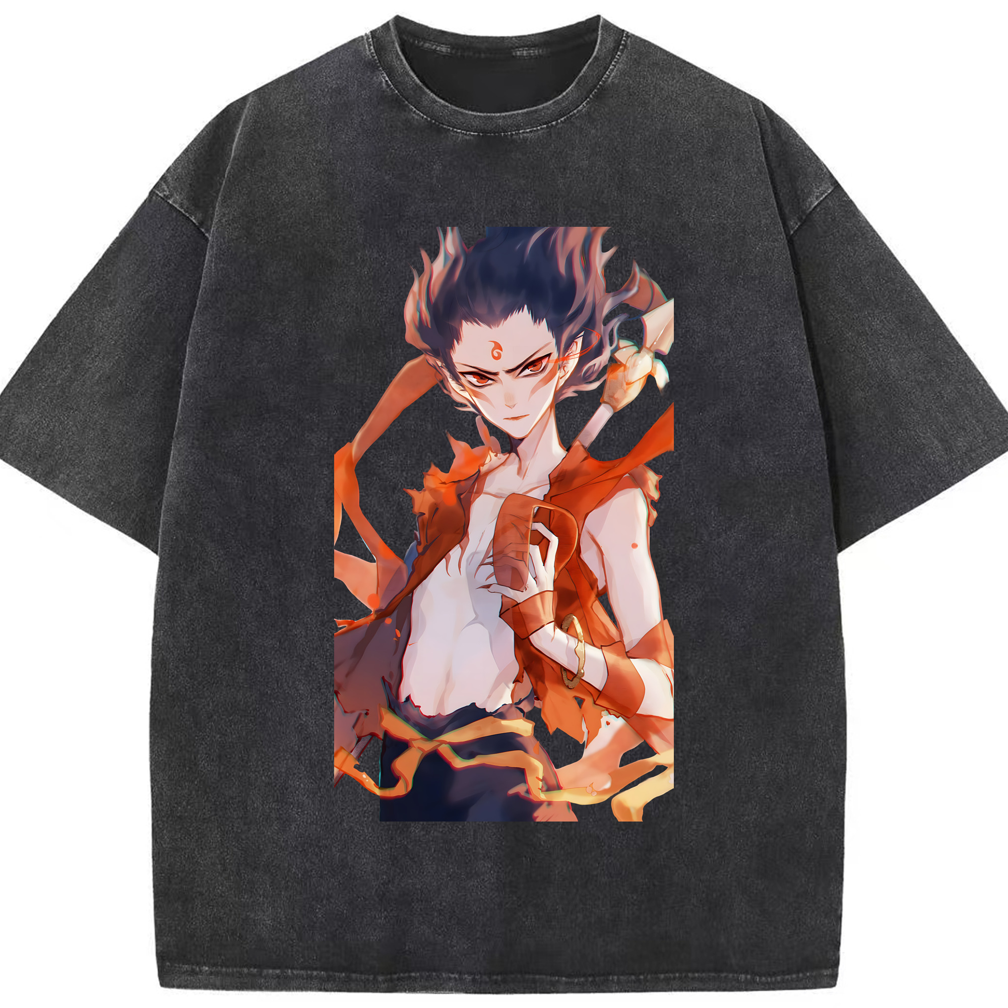 （画像用） Ne Zha 2 ナタ 魔童の大暴れ 綿100% ヴィンテージ風 半袖Tシャツ（フロントプリント）