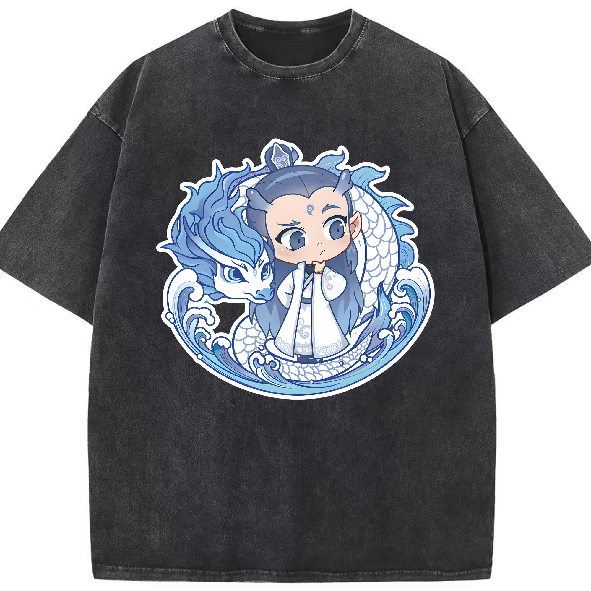 （画像用） Ne Zha 2 ナタ 魔童の大暴れ 綿100% ヴィンテージ風 半袖Tシャツ（フロントプリント）