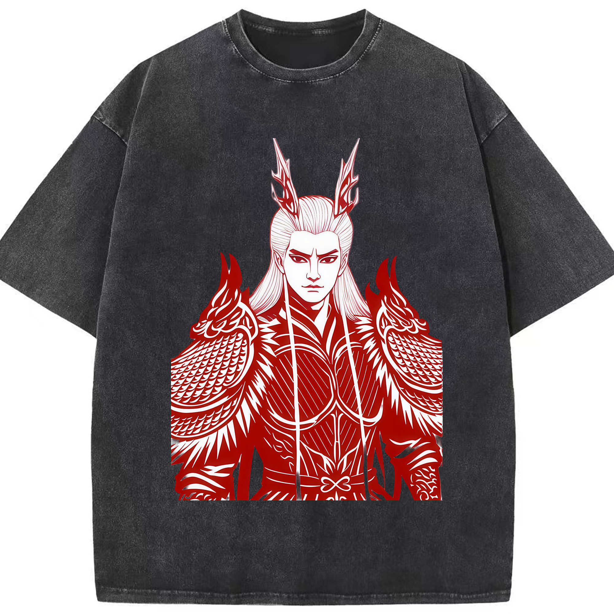 （画像用） Ne Zha 2 ナタ 魔童の大暴れ 綿100% ヴィンテージ風 半袖Tシャツ（フロントプリント）