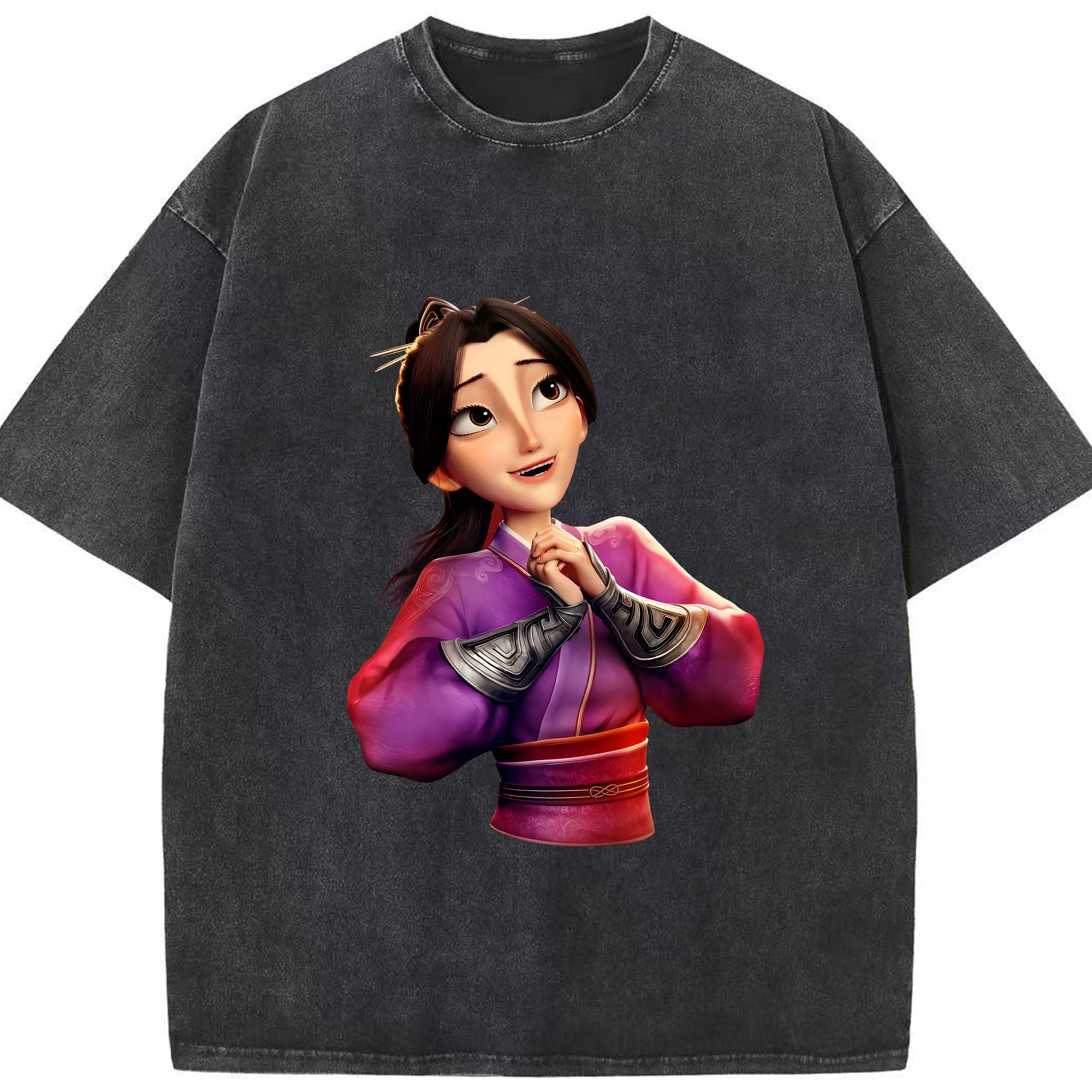 （画像用） Ne Zha 2 ナタ 魔童の大暴れ 綿100% ヴィンテージ風 半袖Tシャツ（フロントプリント）