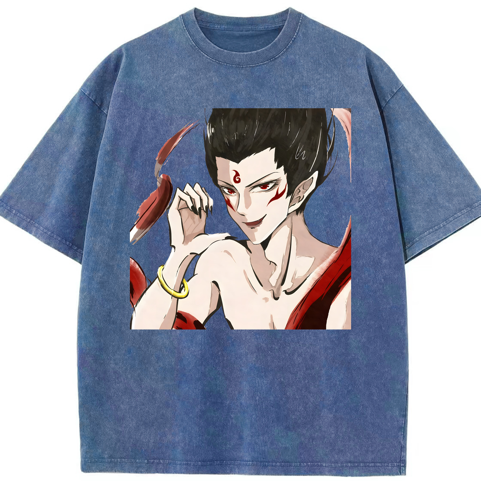 （画像用） Ne Zha 2 ナタ 魔童の大暴れ 綿100% ヴィンテージ風 半袖Tシャツ（フロントプリント）