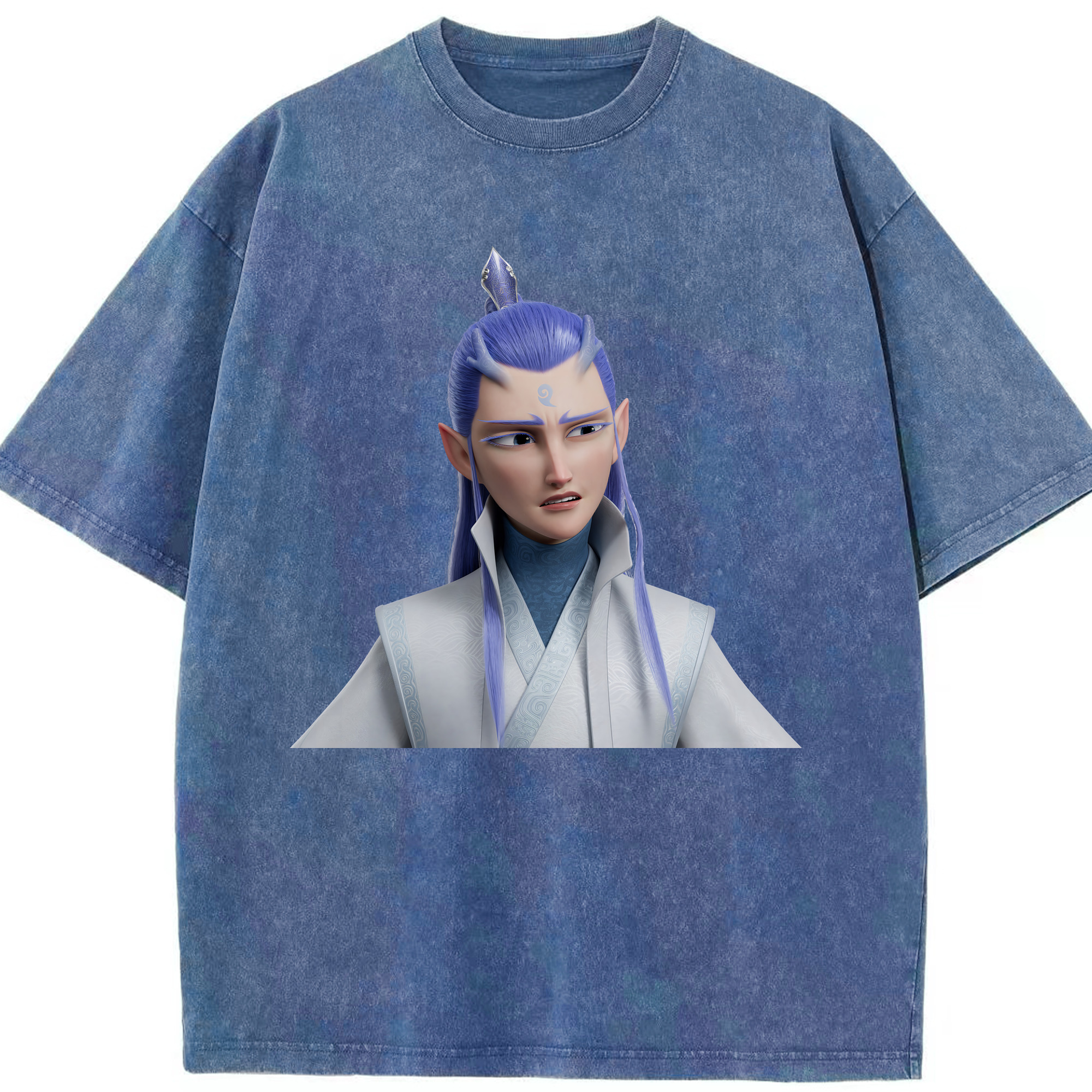 （画像用） Ne Zha 2 ナタ 魔童の大暴れ 綿100% ヴィンテージ風 半袖Tシャツ（フロントプリント）