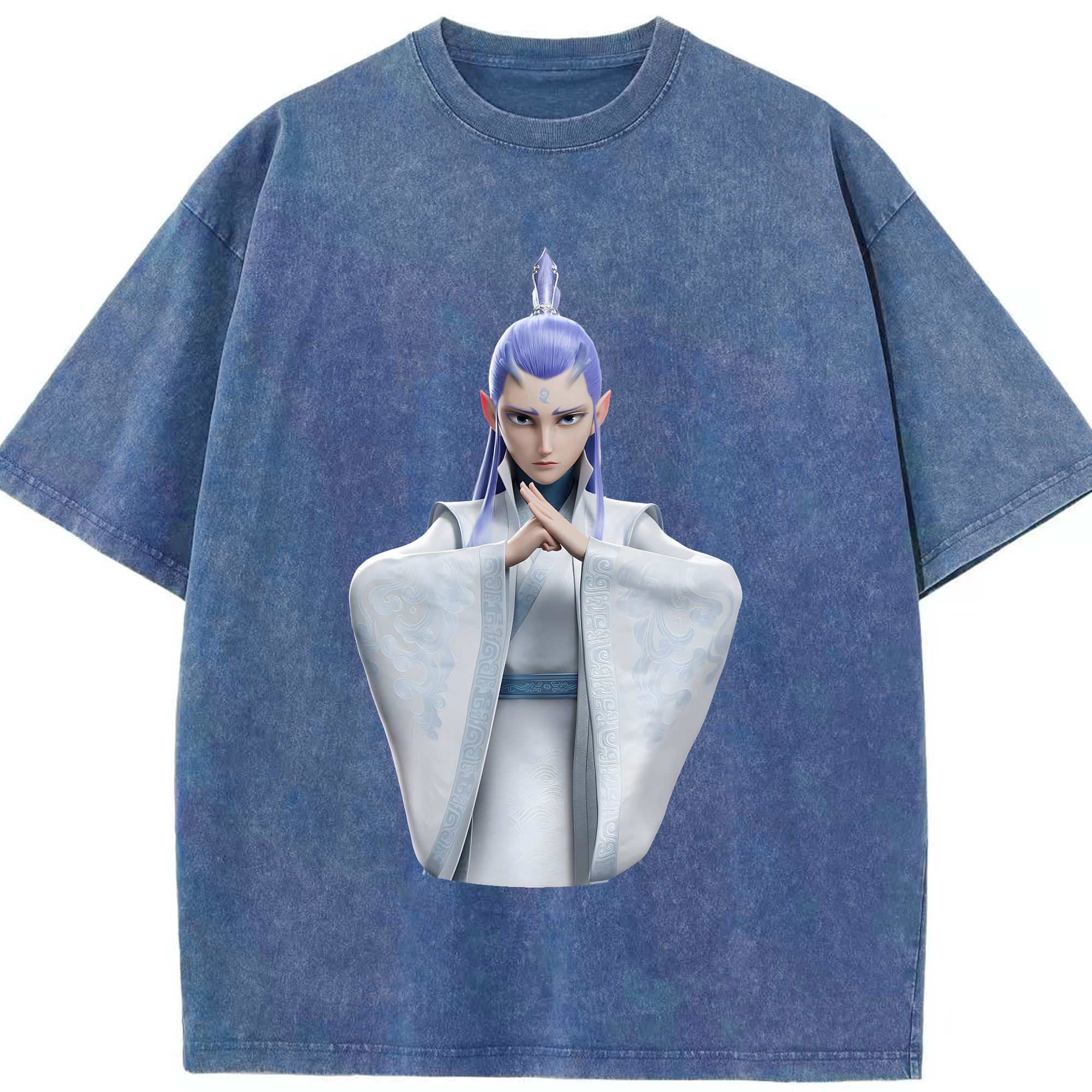 （画像用） Ne Zha 2 ナタ 魔童の大暴れ 綿100% ヴィンテージ風 半袖Tシャツ（フロントプリント）