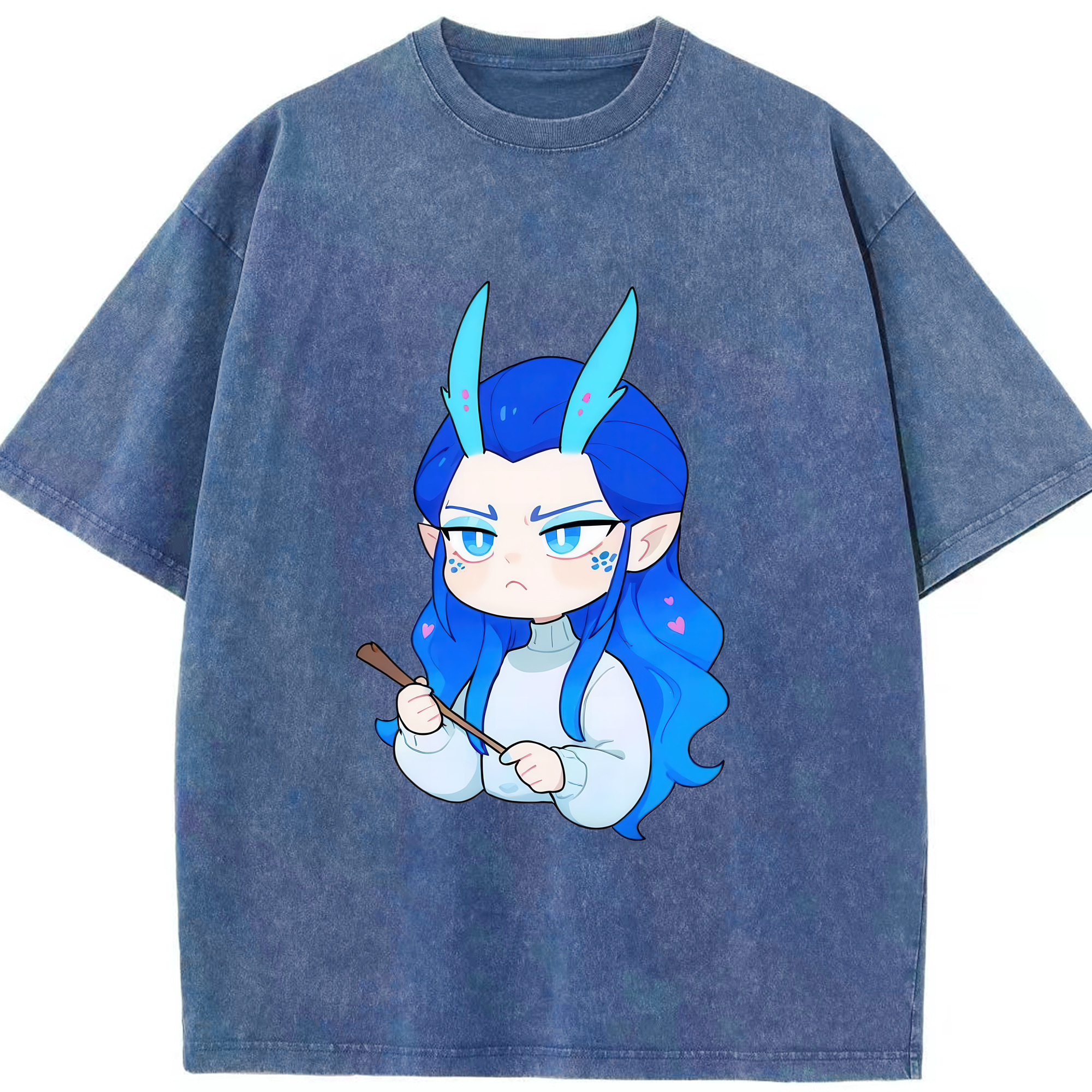 （画像用） Ne Zha 2 ナタ 魔童の大暴れ 綿100% ヴィンテージ風 半袖Tシャツ（フロントプリント）