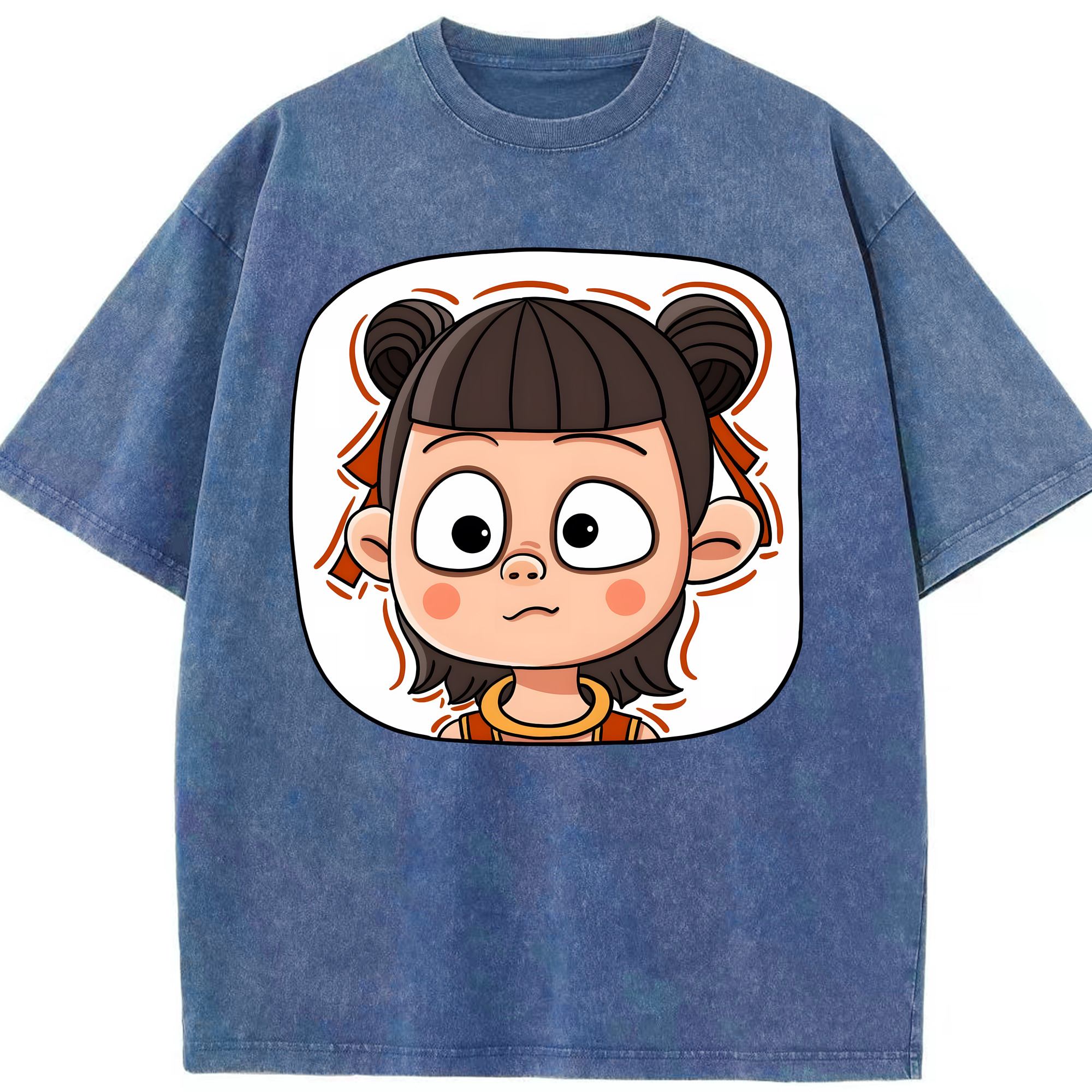 （画像用） Ne Zha 2 ナタ 魔童の大暴れ 綿100% ヴィンテージ風 半袖Tシャツ（フロントプリント）