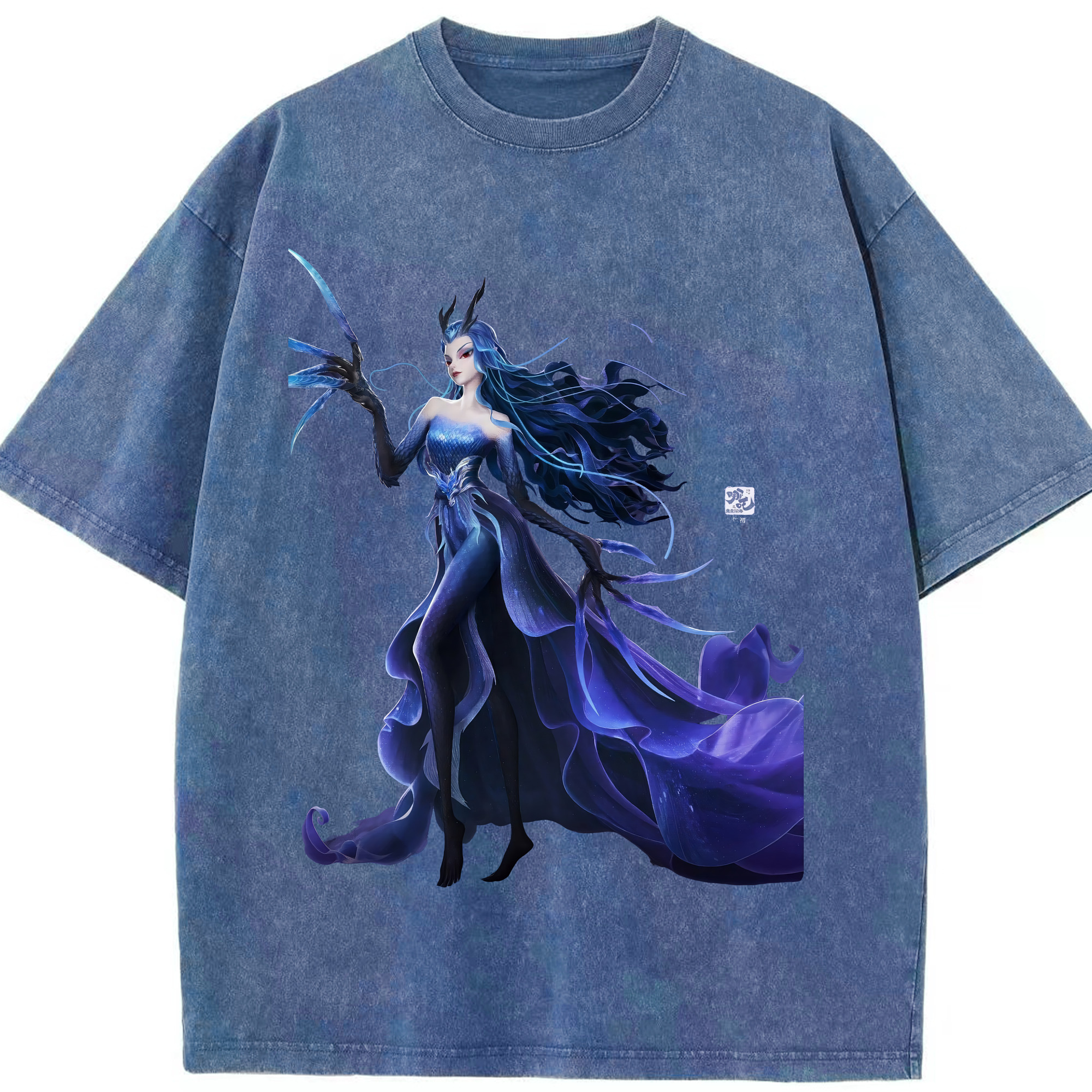 （画像用） Ne Zha 2 ナタ 魔童の大暴れ 綿100% ヴィンテージ風 半袖Tシャツ（フロントプリント）