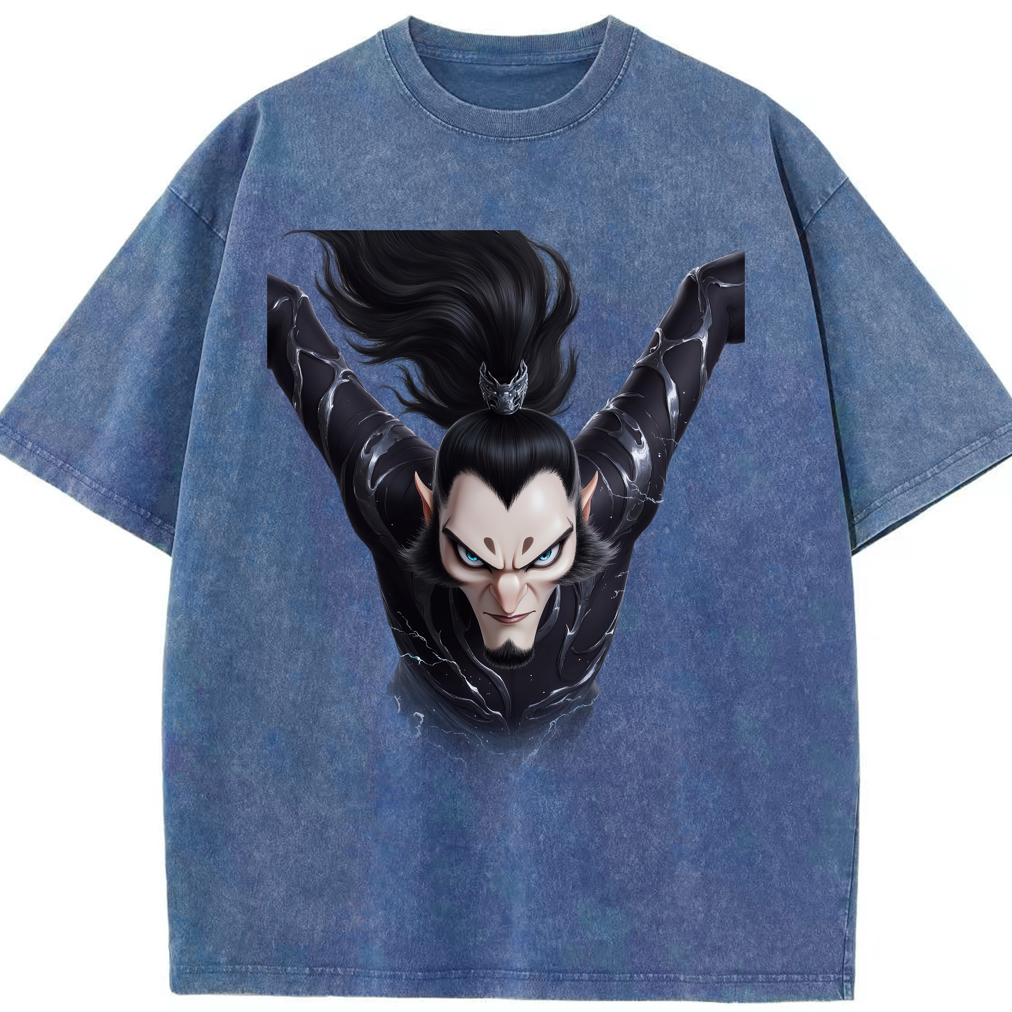 （画像用） Ne Zha 2 ナタ 魔童の大暴れ 綿100% ヴィンテージ風 半袖Tシャツ（フロントプリント）