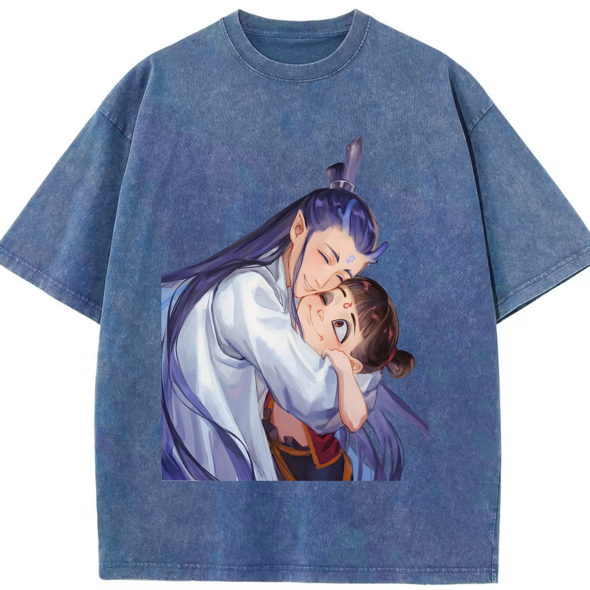 （画像用） Ne Zha 2 ナタ 魔童の大暴れ 綿100% ヴィンテージ風 半袖Tシャツ（フロントプリント）
