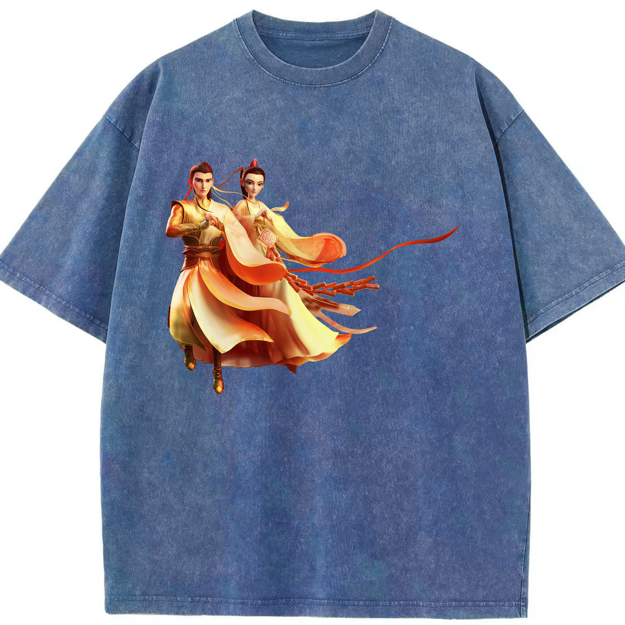（画像用） Ne Zha 2 ナタ 魔童の大暴れ 綿100% ヴィンテージ風 半袖Tシャツ（フロントプリント）