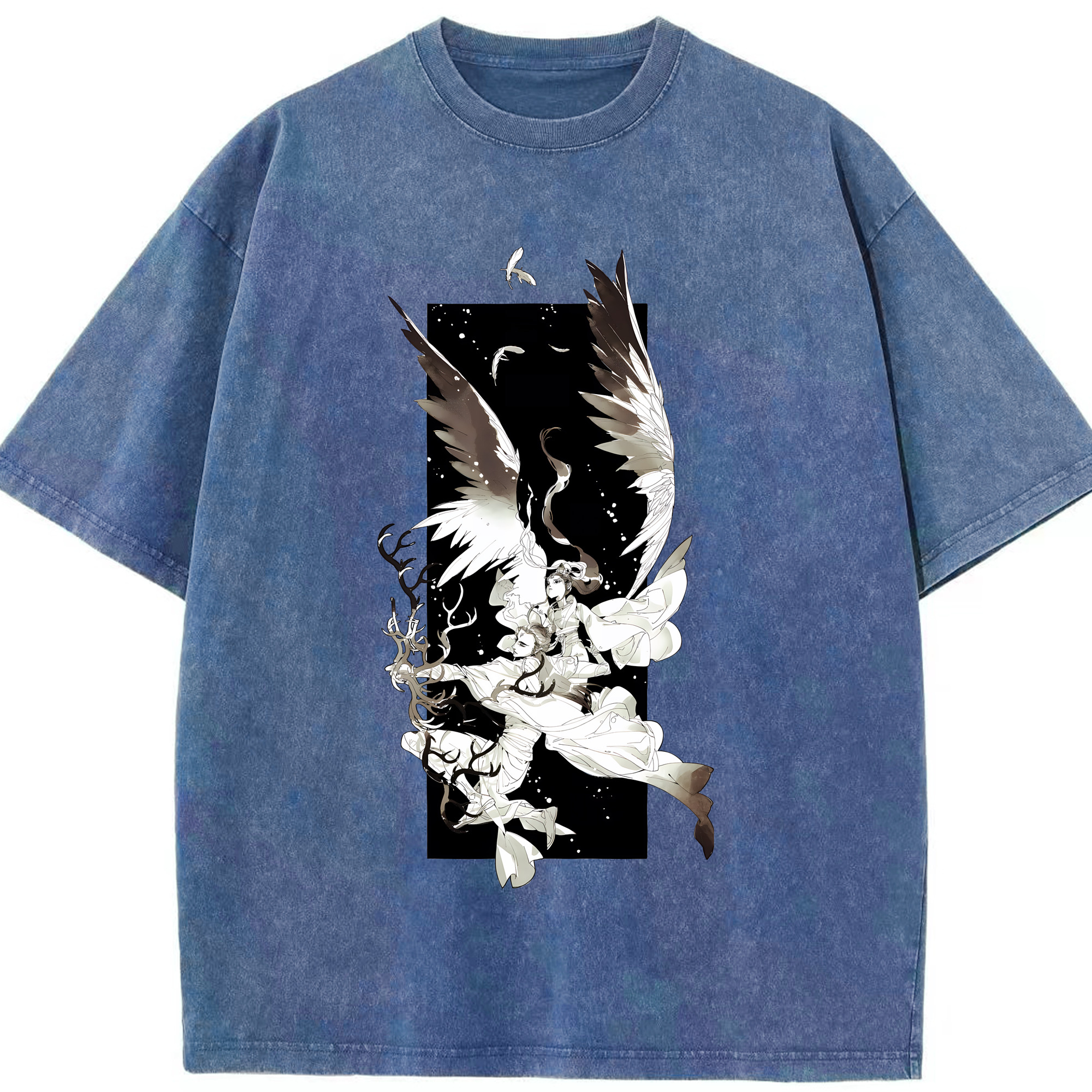 （画像用） Ne Zha 2 ナタ 魔童の大暴れ 綿100% ヴィンテージ風 半袖Tシャツ（フロントプリント）