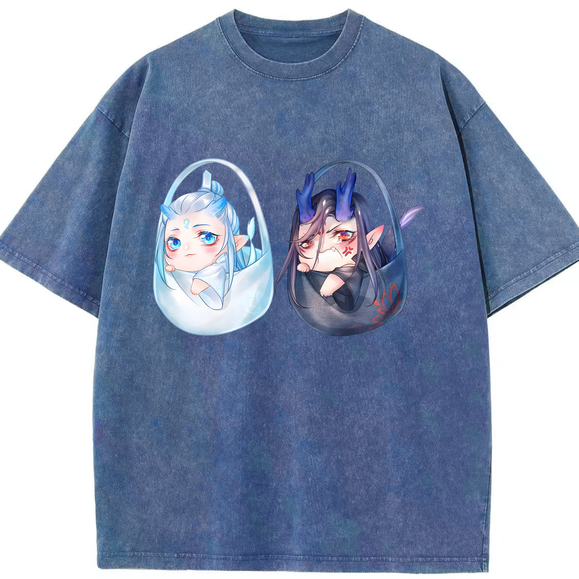（画像用） Ne Zha 2 ナタ 魔童の大暴れ 綿100% ヴィンテージ風 半袖Tシャツ（フロントプリント）