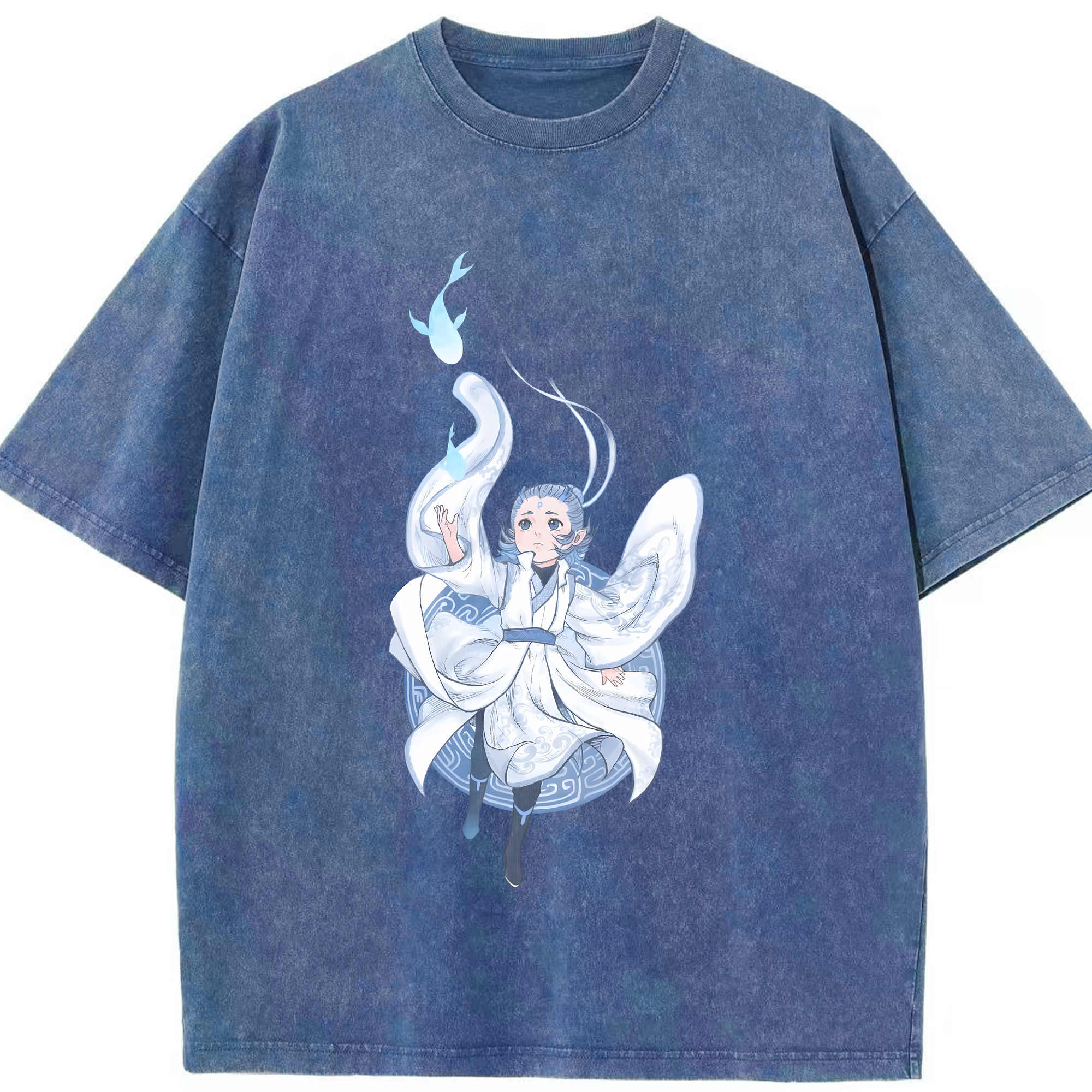（画像用） Ne Zha 2 ナタ 魔童の大暴れ 綿100% ヴィンテージ風 半袖Tシャツ（フロントプリント）