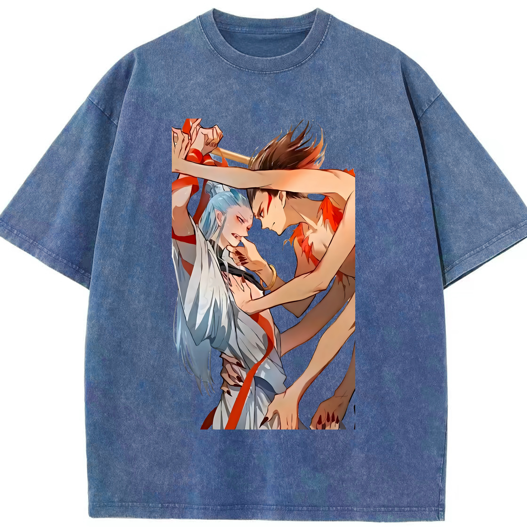 （画像用） Ne Zha 2 ナタ 魔童の大暴れ 綿100% ヴィンテージ風 半袖Tシャツ（フロントプリント）
