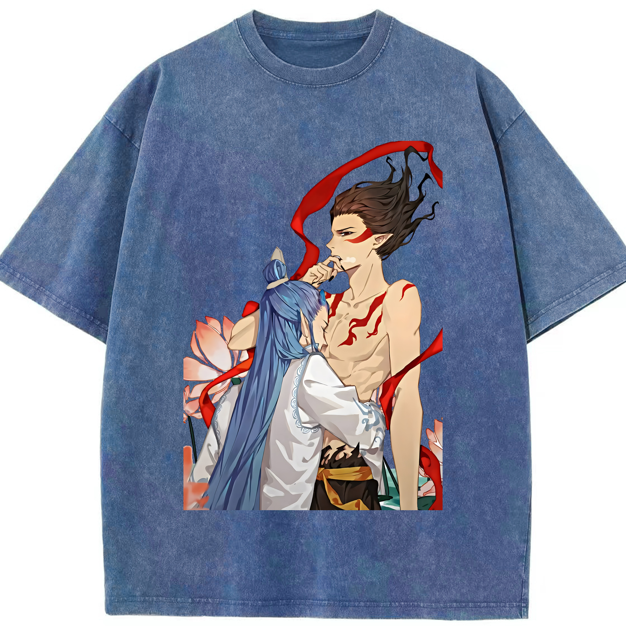 （画像用） Ne Zha 2 ナタ 魔童の大暴れ 綿100% ヴィンテージ風 半袖Tシャツ（フロントプリント）