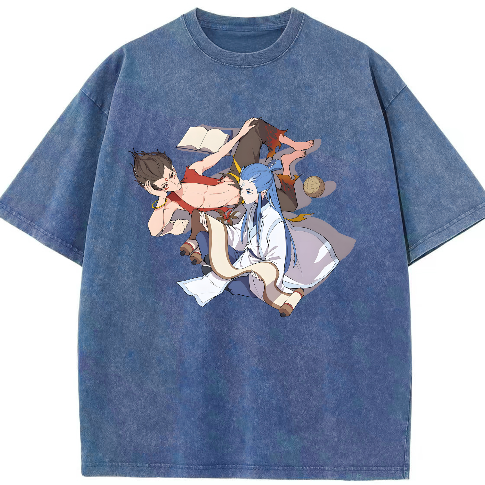 （画像用） Ne Zha 2 ナタ 魔童の大暴れ 綿100% ヴィンテージ風 半袖Tシャツ（フロントプリント）