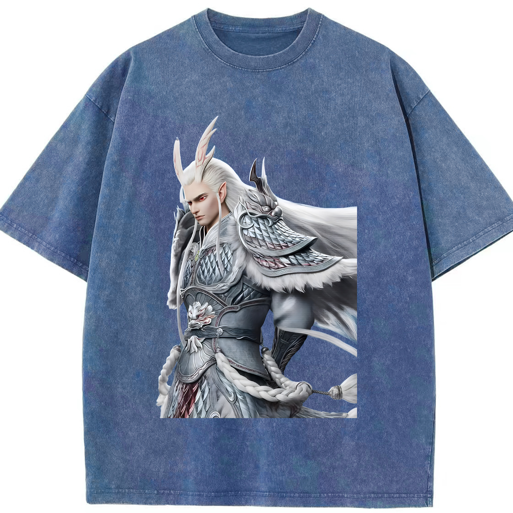 （画像用） Ne Zha 2 ナタ 魔童の大暴れ 綿100% ヴィンテージ風 半袖Tシャツ（フロントプリント）