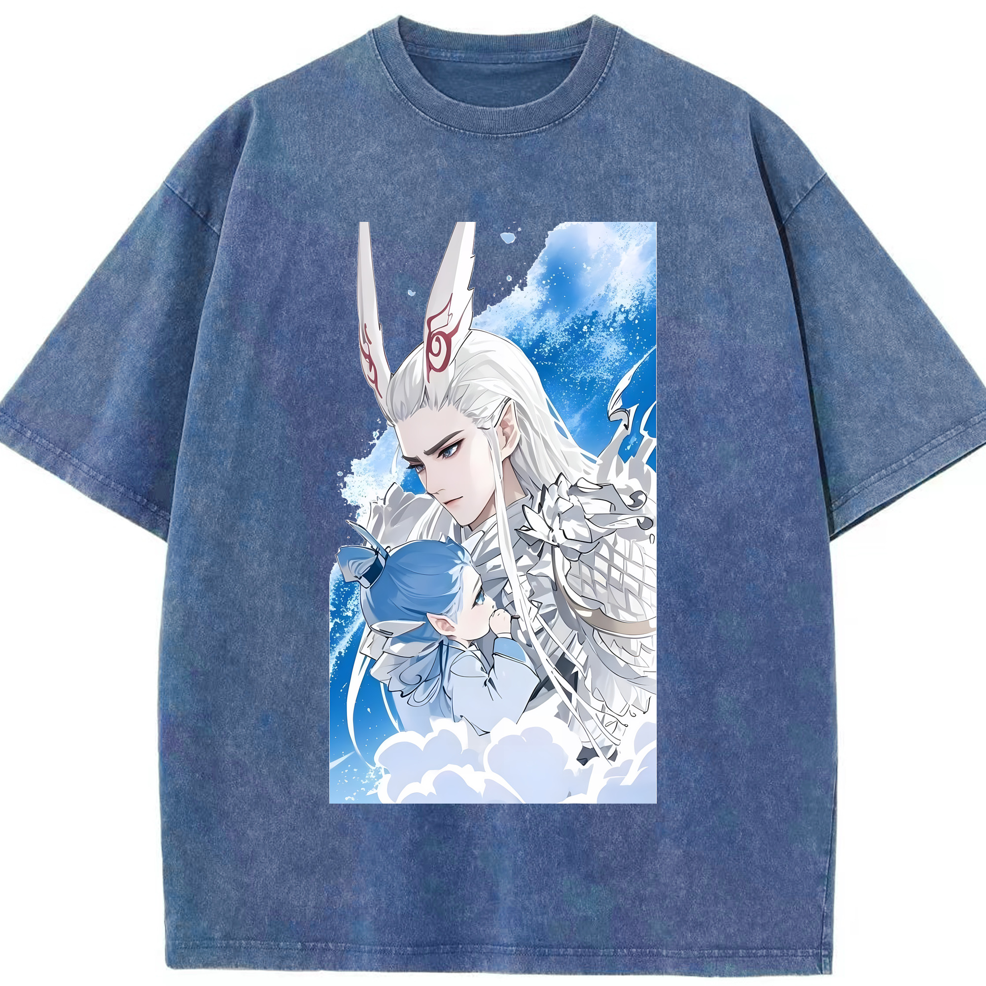 （画像用） Ne Zha 2 ナタ 魔童の大暴れ 綿100% ヴィンテージ風 半袖Tシャツ（フロントプリント）