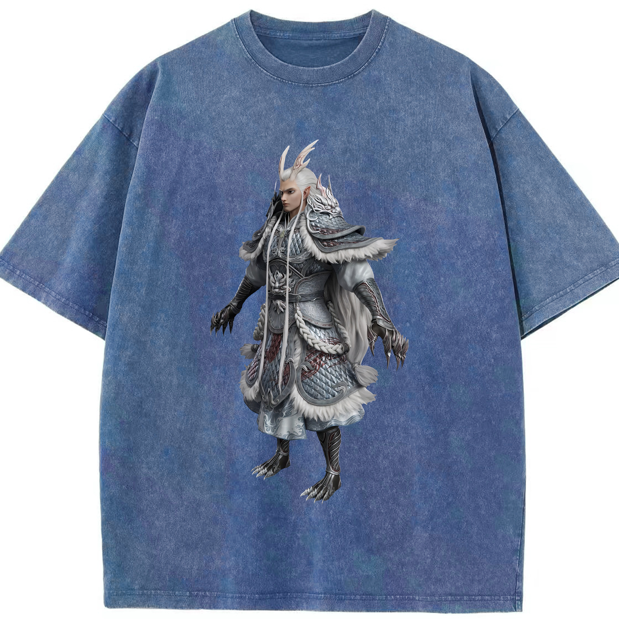 （画像用） Ne Zha 2 ナタ 魔童の大暴れ 綿100% ヴィンテージ風 半袖Tシャツ（フロントプリント）