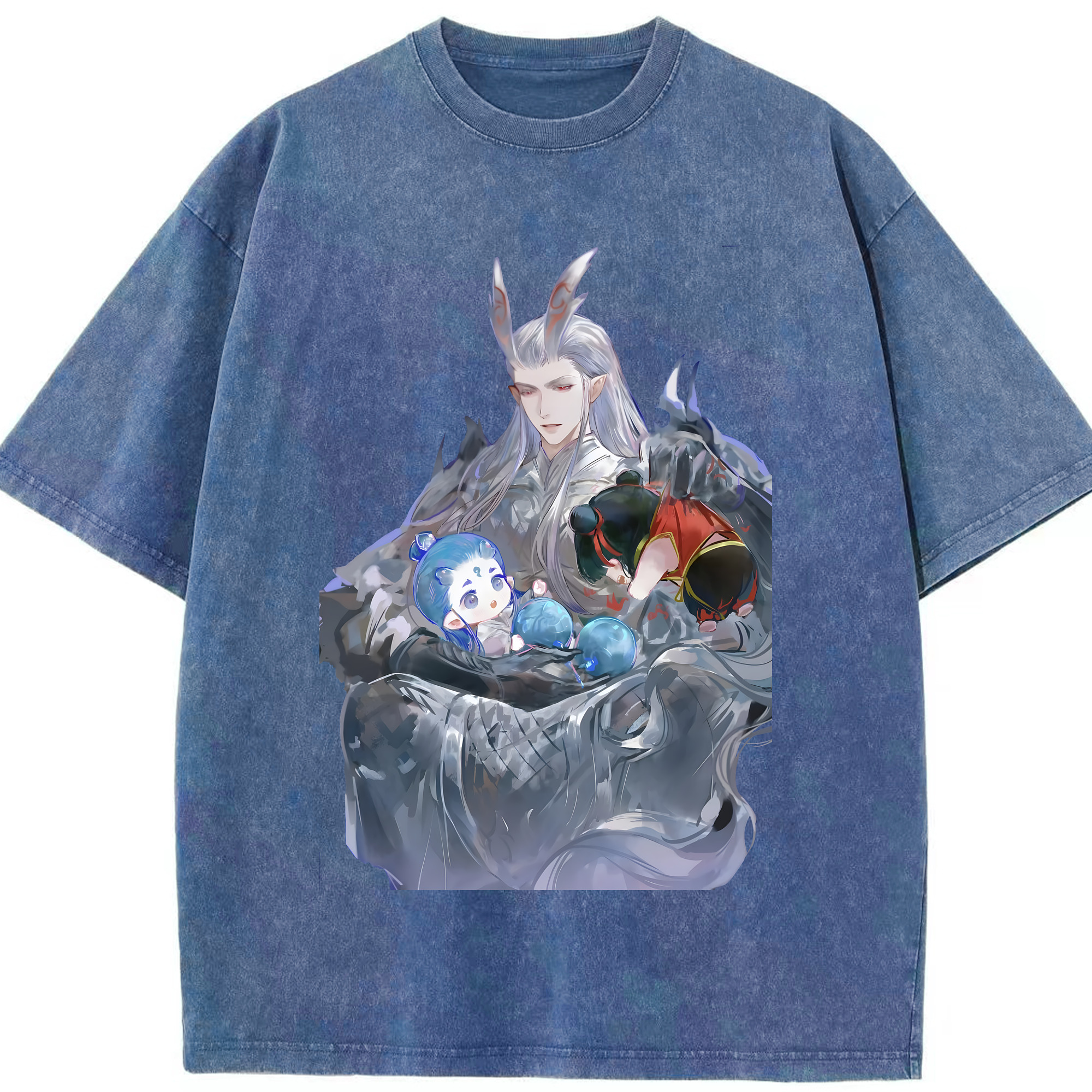 （画像用） Ne Zha 2 ナタ 魔童の大暴れ 綿100% ヴィンテージ風 半袖Tシャツ（フロントプリント）