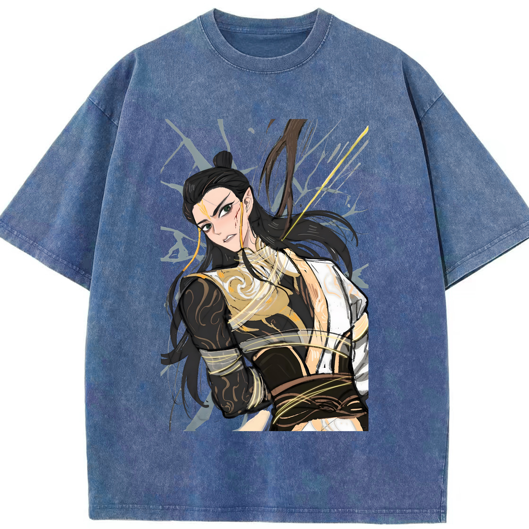 （画像用） Ne Zha 2 ナタ 魔童の大暴れ 綿100% ヴィンテージ風 半袖Tシャツ（フロントプリント）