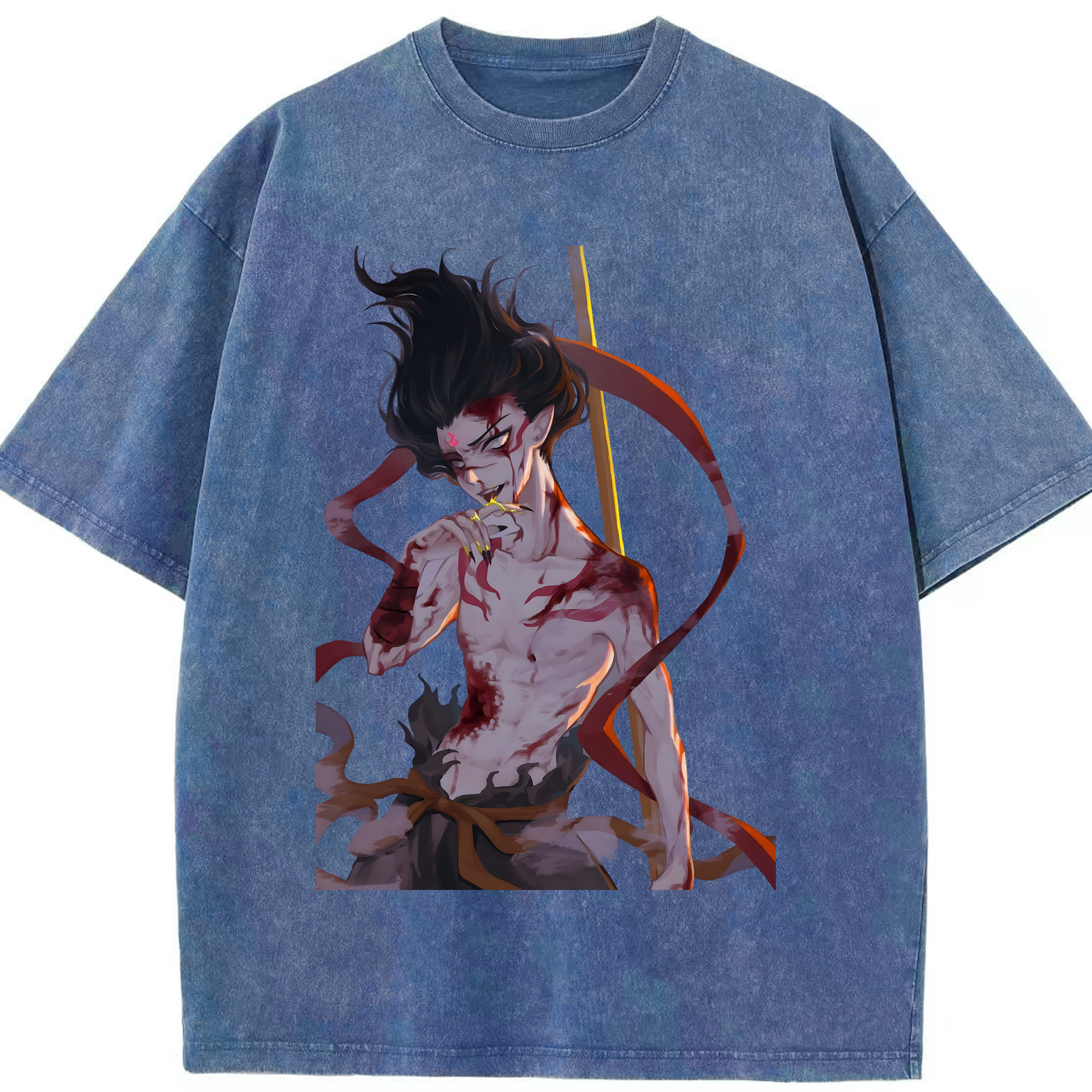 （画像用） Ne Zha 2 ナタ 魔童の大暴れ 綿100% ヴィンテージ風 半袖Tシャツ（フロントプリント）