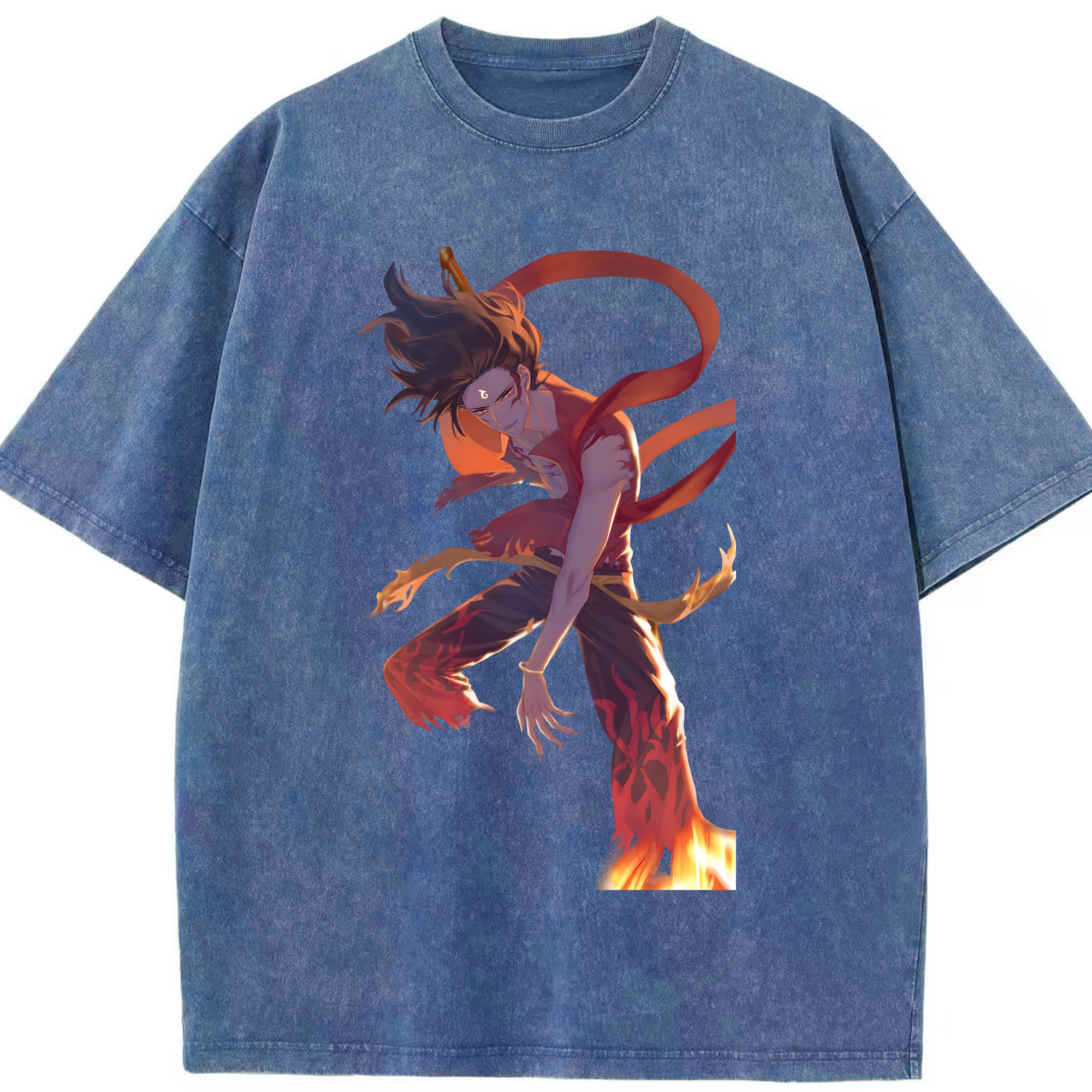 （画像用） Ne Zha 2 ナタ 魔童の大暴れ 綿100% ヴィンテージ風 半袖Tシャツ（フロントプリント）
