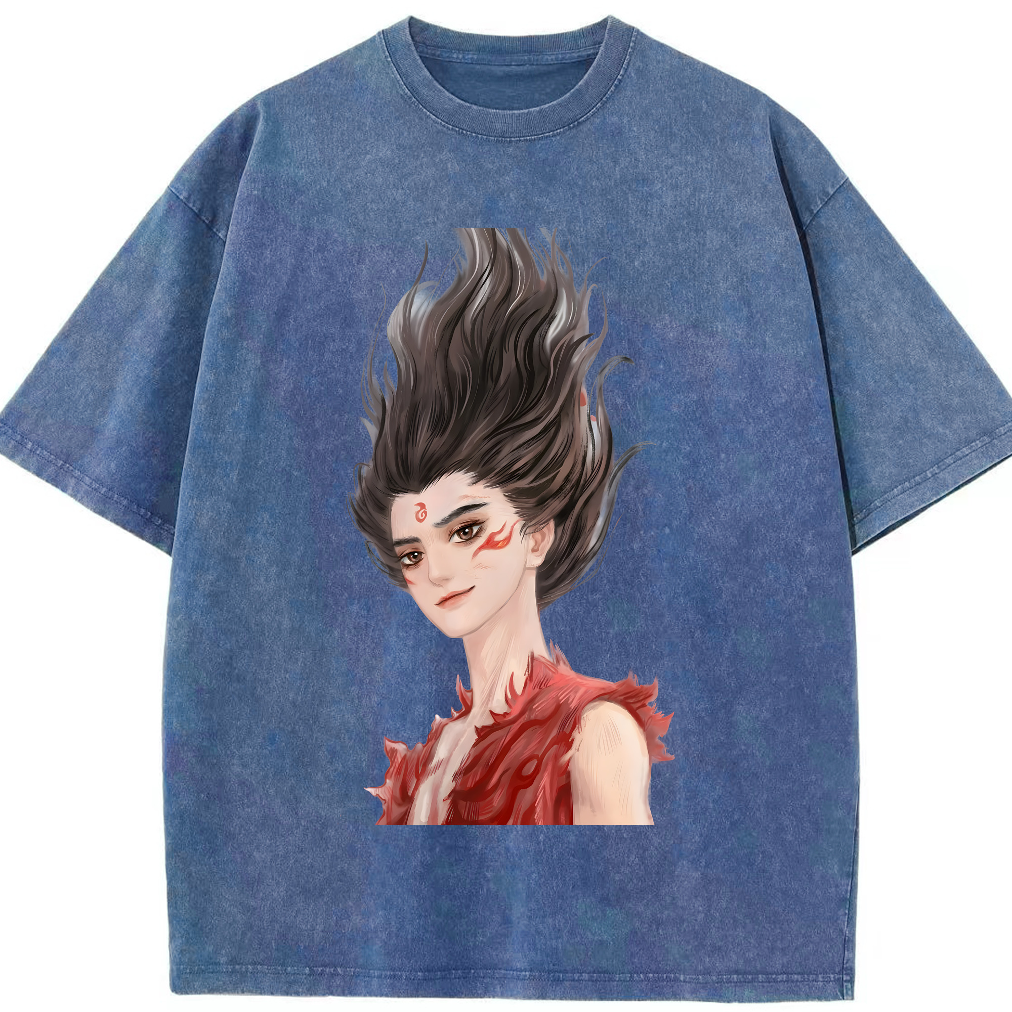 （画像用） Ne Zha 2 ナタ 魔童の大暴れ 綿100% ヴィンテージ風 半袖Tシャツ（フロントプリント）