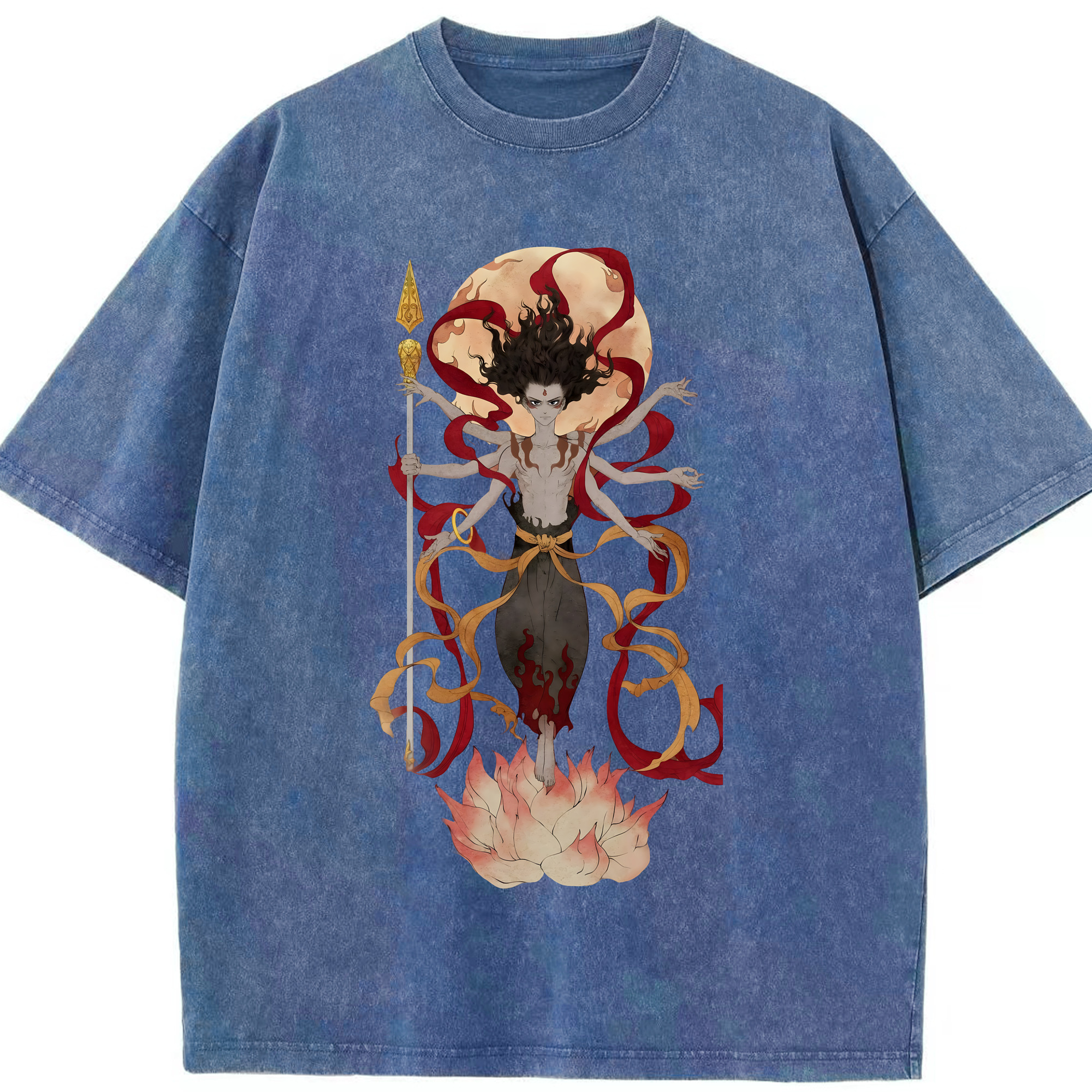 （画像用） Ne Zha 2 ナタ 魔童の大暴れ 綿100% ヴィンテージ風 半袖Tシャツ（フロントプリント）