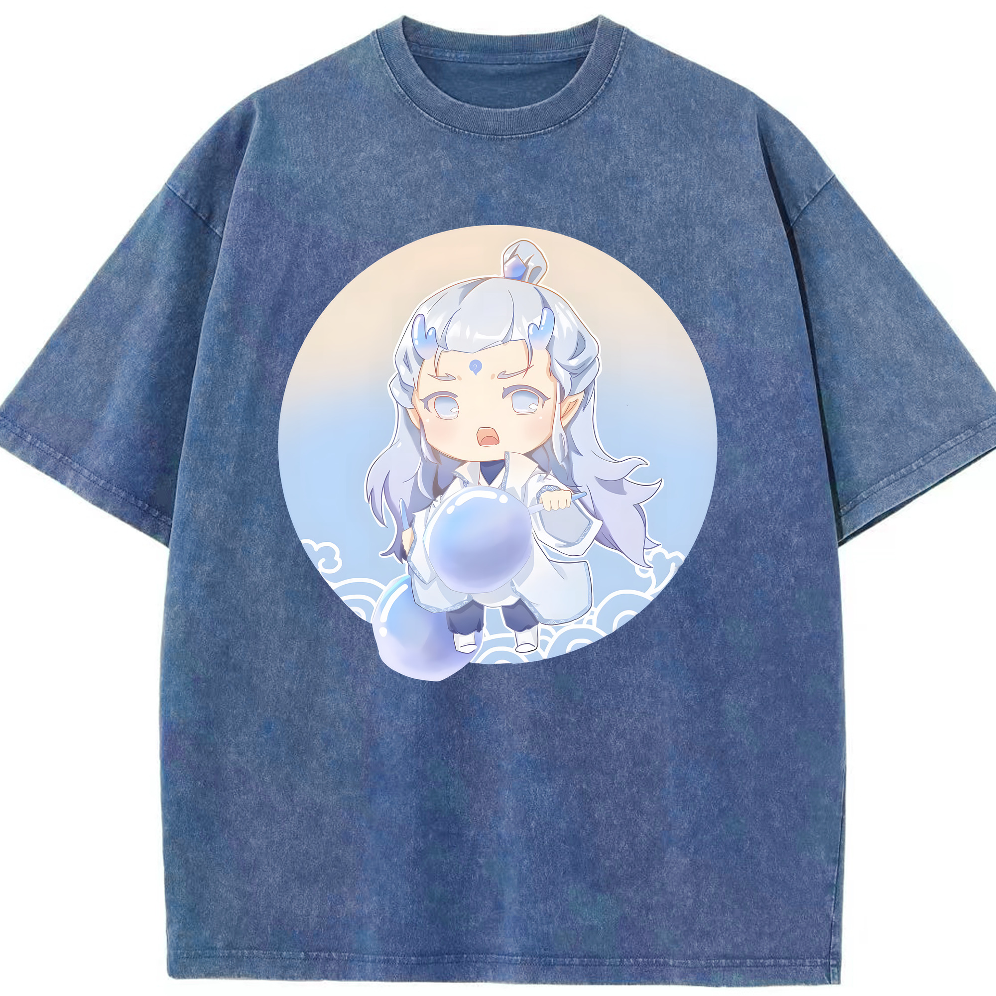 （画像用） Ne Zha 2 ナタ 魔童の大暴れ 綿100% ヴィンテージ風 半袖Tシャツ（フロントプリント）