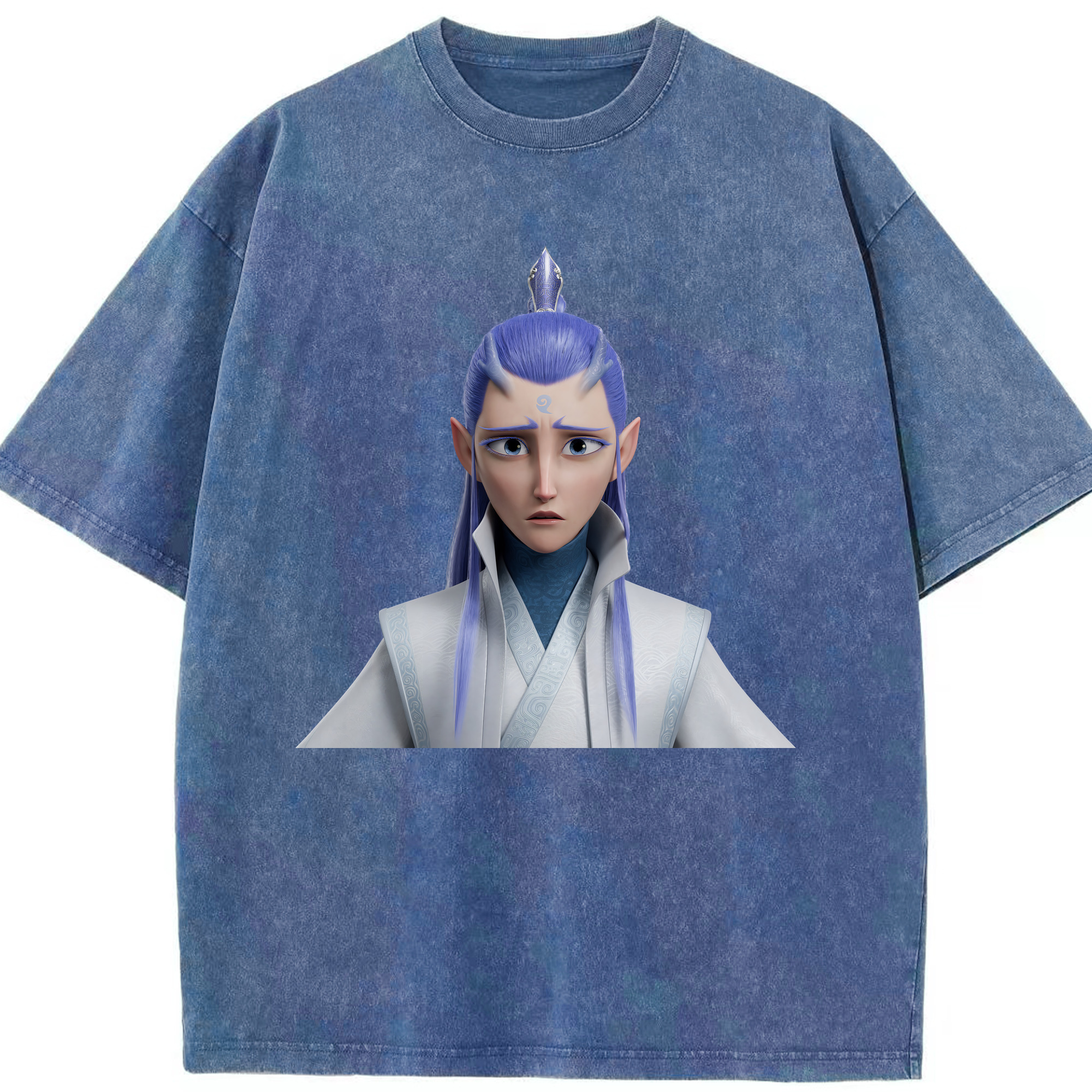 （画像用） Ne Zha 2 ナタ 魔童の大暴れ 綿100% ヴィンテージ風 半袖Tシャツ（フロントプリント）