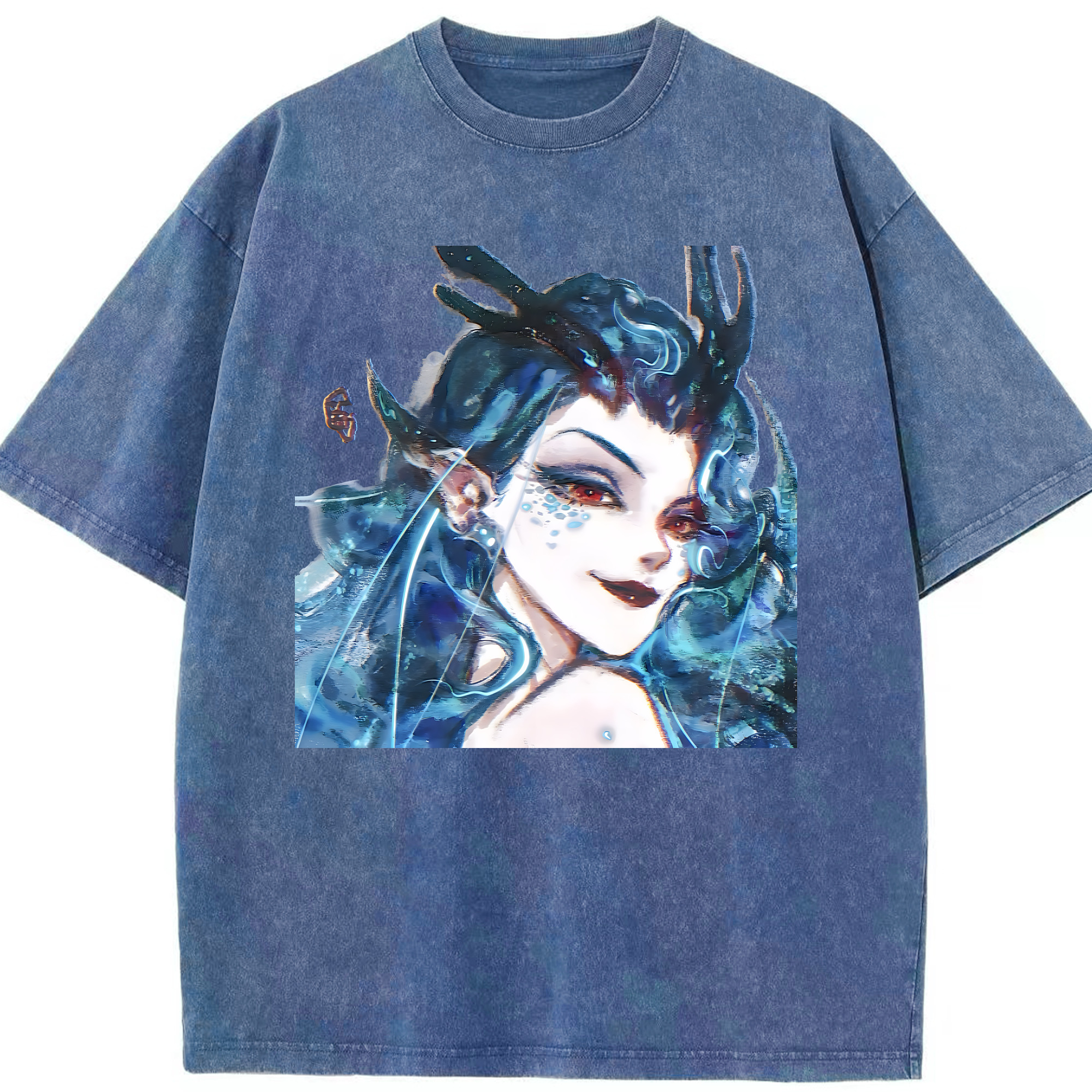 （画像用） Ne Zha 2 ナタ 魔童の大暴れ 綿100% ヴィンテージ風 半袖Tシャツ（フロントプリント）