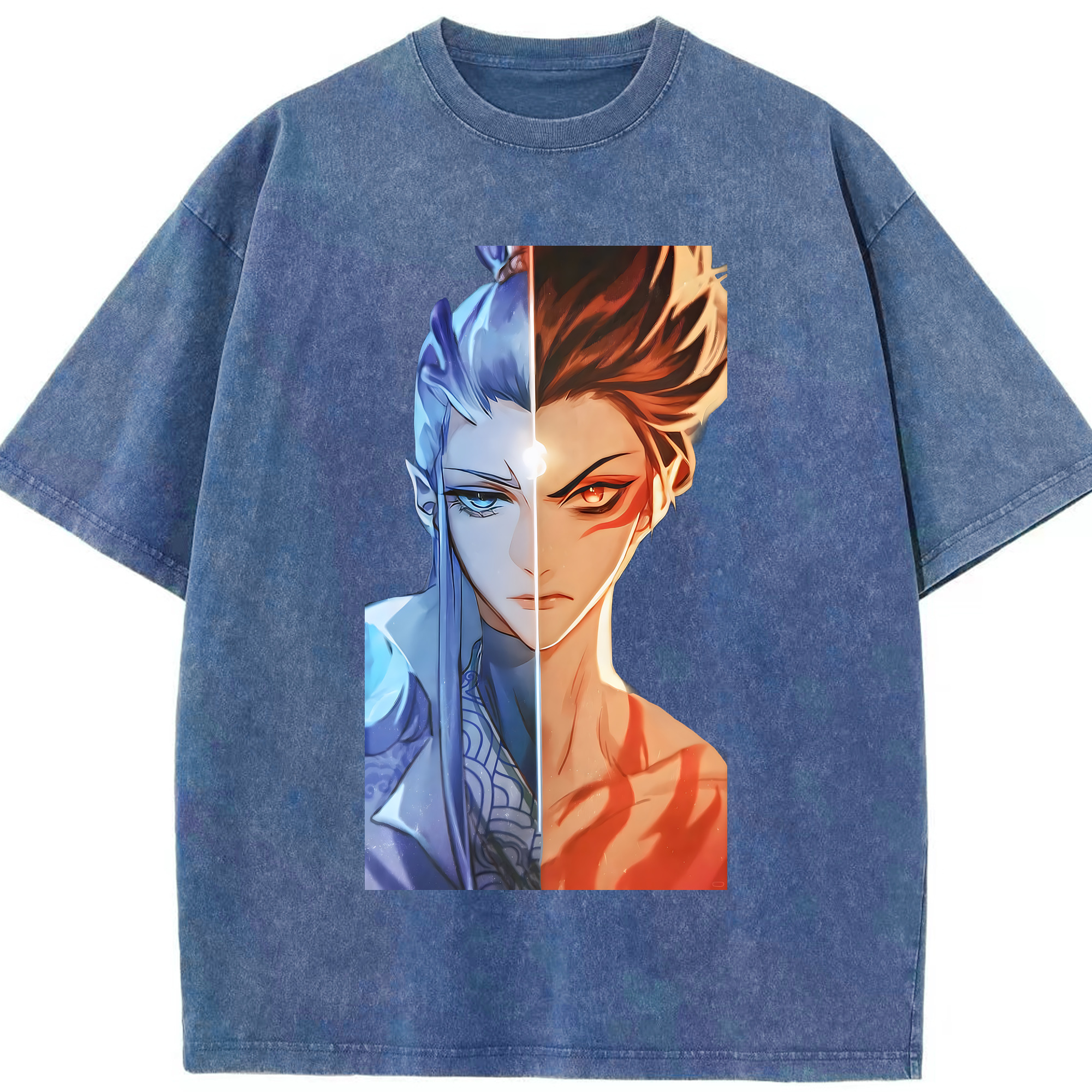 （画像用） Ne Zha 2 ナタ 魔童の大暴れ 綿100% ヴィンテージ風 半袖Tシャツ（フロントプリント）