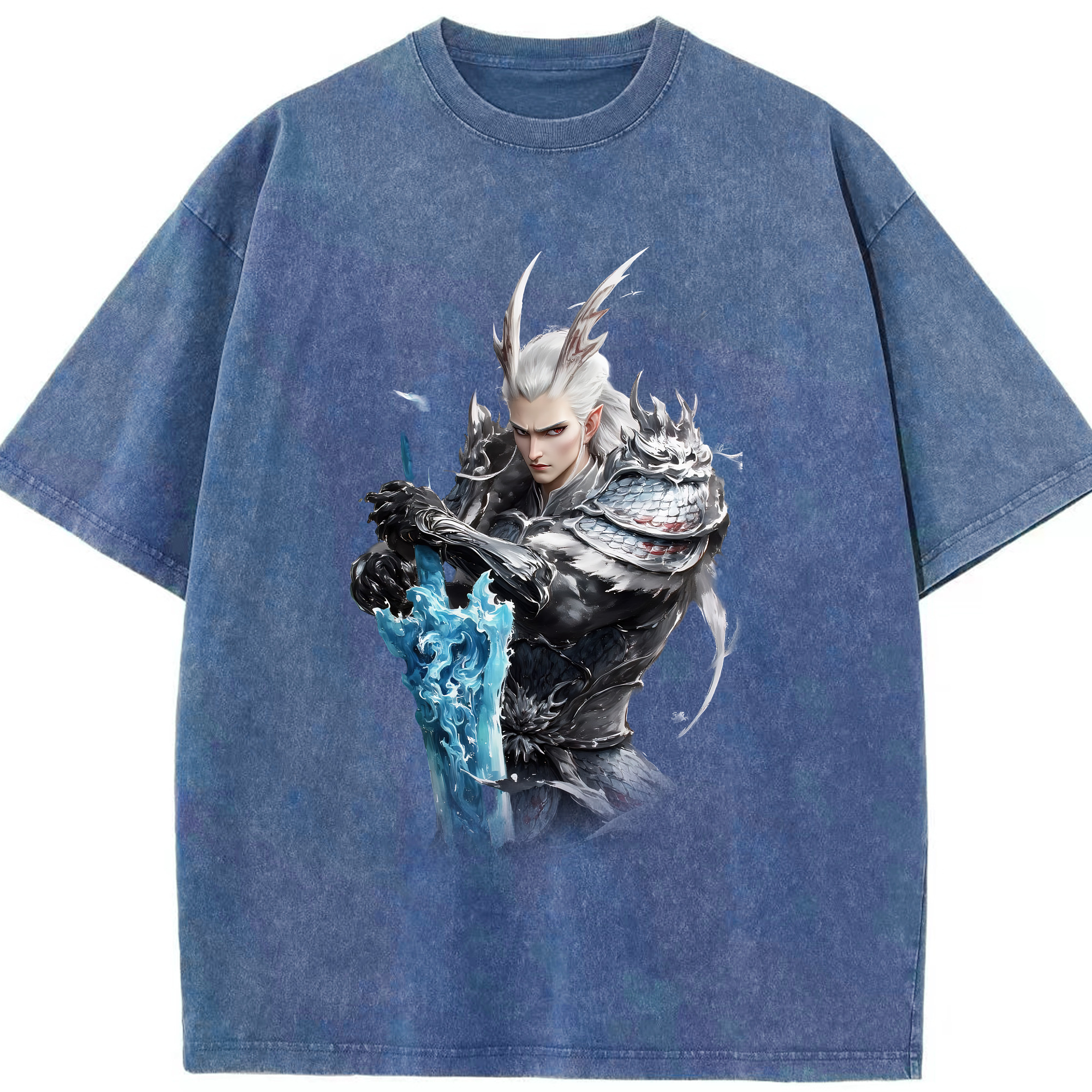 （画像用） Ne Zha 2 ナタ 魔童の大暴れ 綿100% ヴィンテージ風 半袖Tシャツ（フロントプリント）