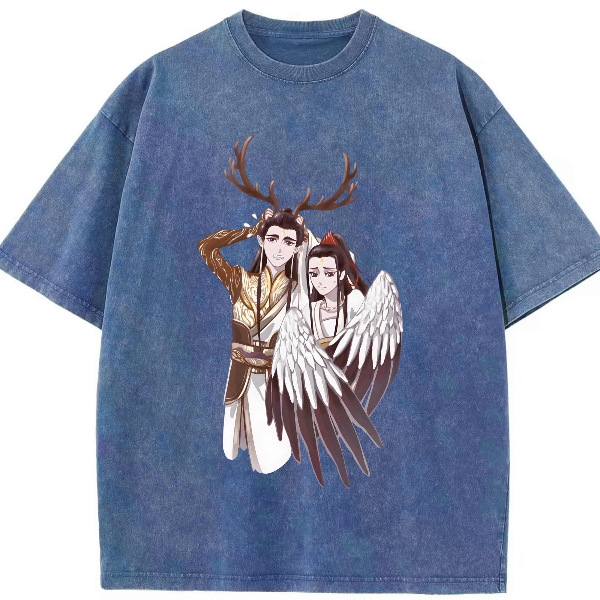 （画像用） Ne Zha 2 ナタ 魔童の大暴れ 綿100% ヴィンテージ風 半袖Tシャツ（フロントプリント）