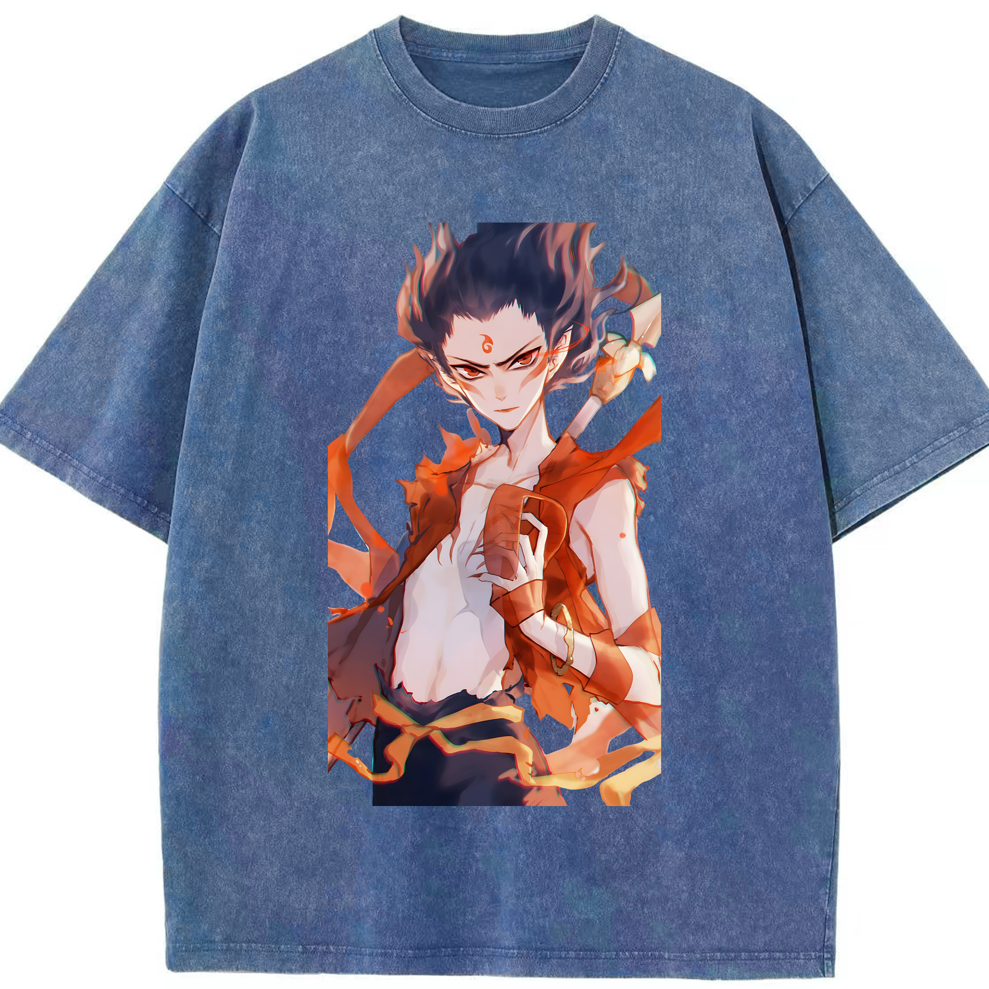 （画像用） Ne Zha 2 ナタ 魔童の大暴れ 綿100% ヴィンテージ風 半袖Tシャツ（フロントプリント）