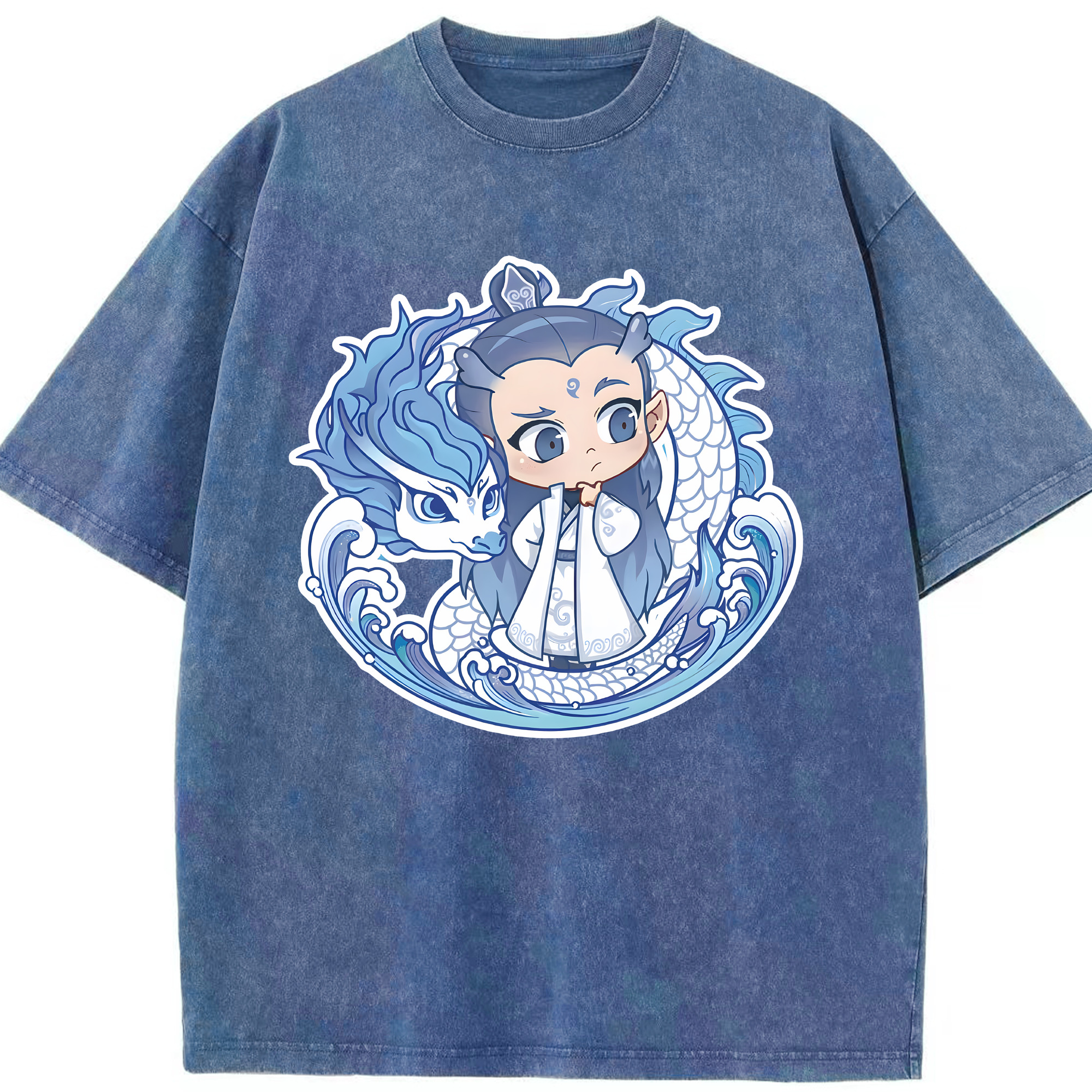 （画像用） Ne Zha 2 ナタ 魔童の大暴れ 綿100% ヴィンテージ風 半袖Tシャツ（フロントプリント）