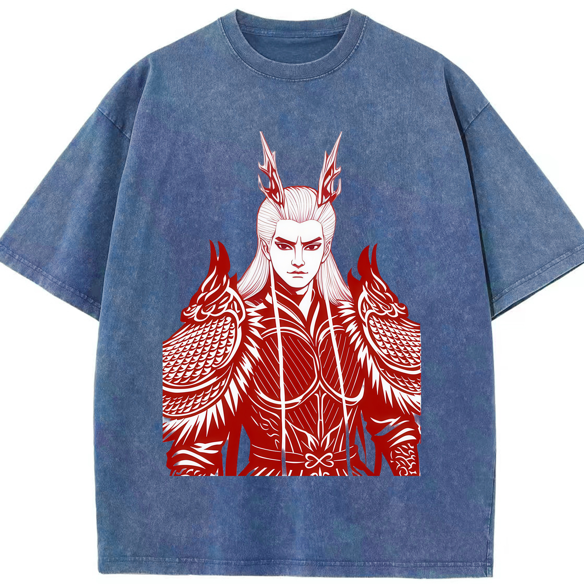 （画像用） Ne Zha 2 ナタ 魔童の大暴れ 綿100% ヴィンテージ風 半袖Tシャツ（フロントプリント）
